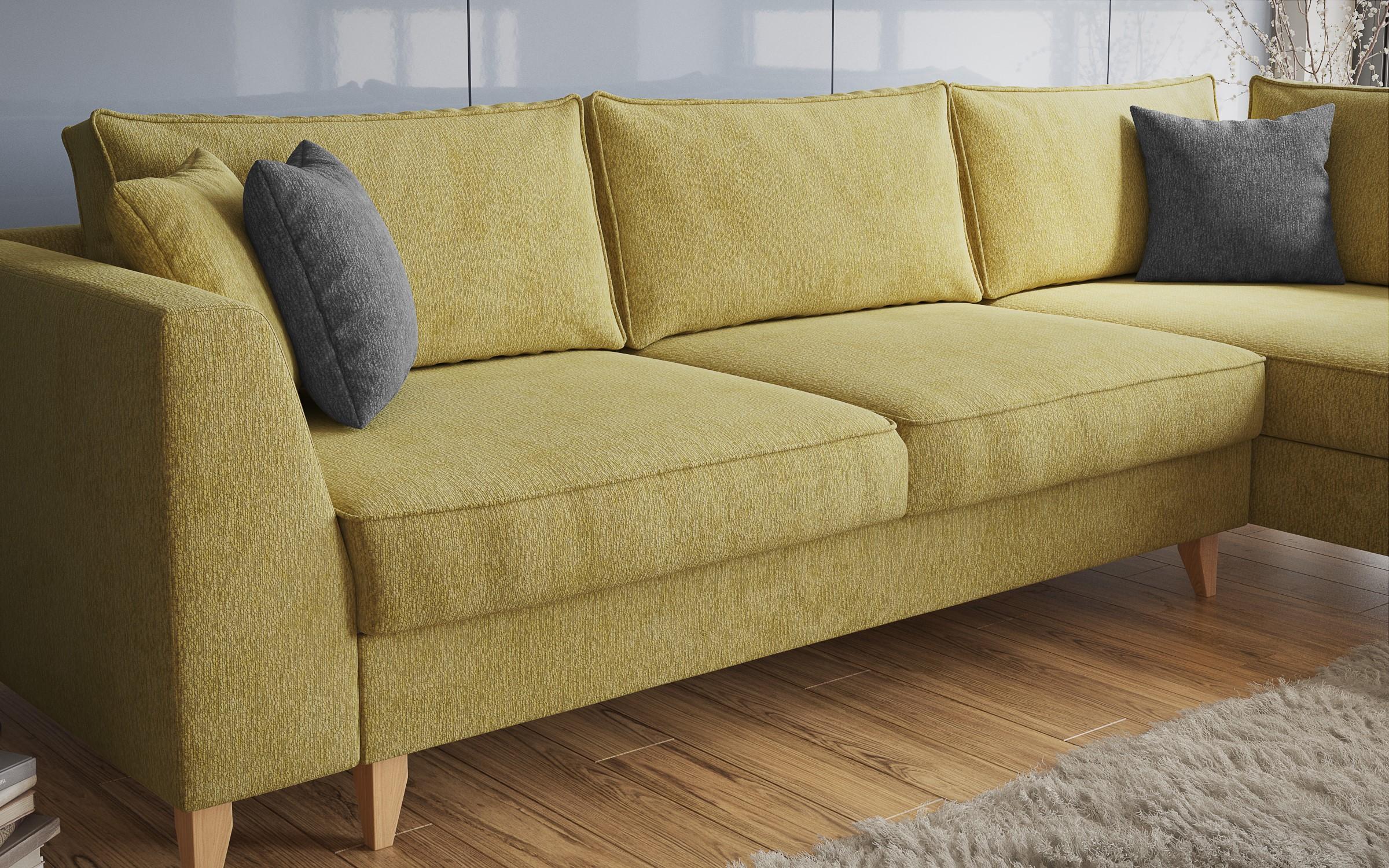 Extendable corner sofa Bologna, yellow + dark grey  5
