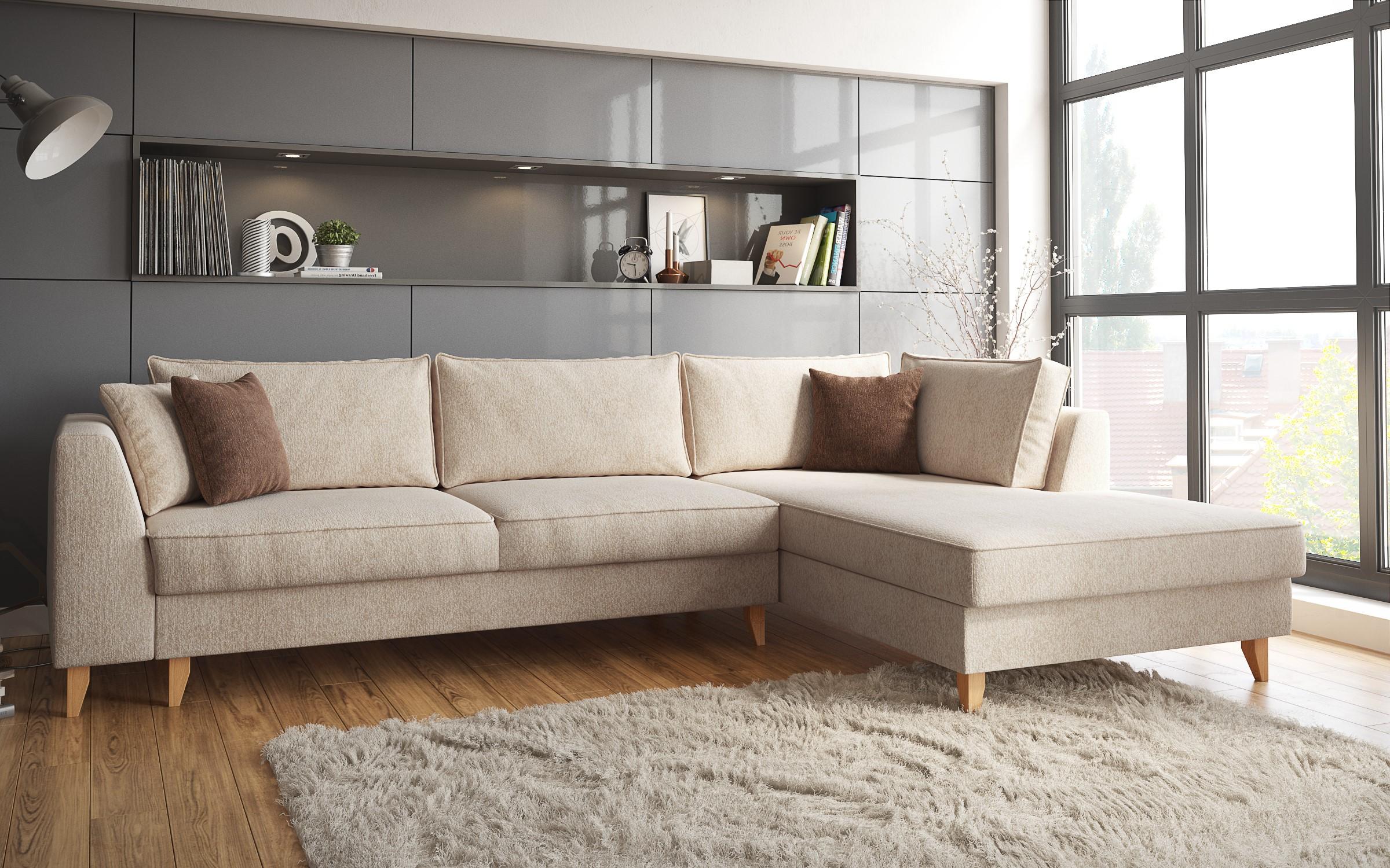 Extendable corner sofa Bologna, beige + brown  3