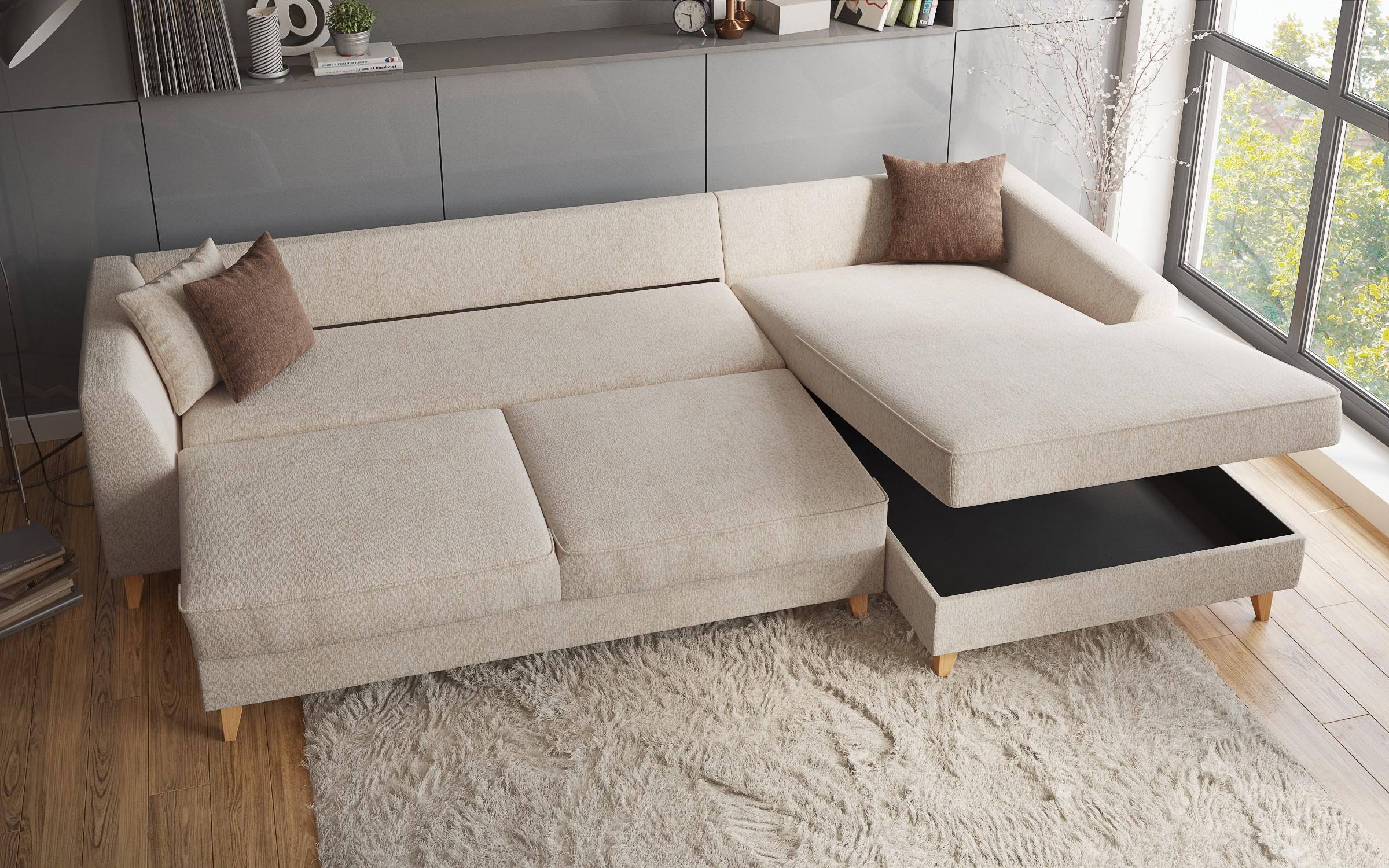 Extendable corner sofa Bologna, beige + brown  4