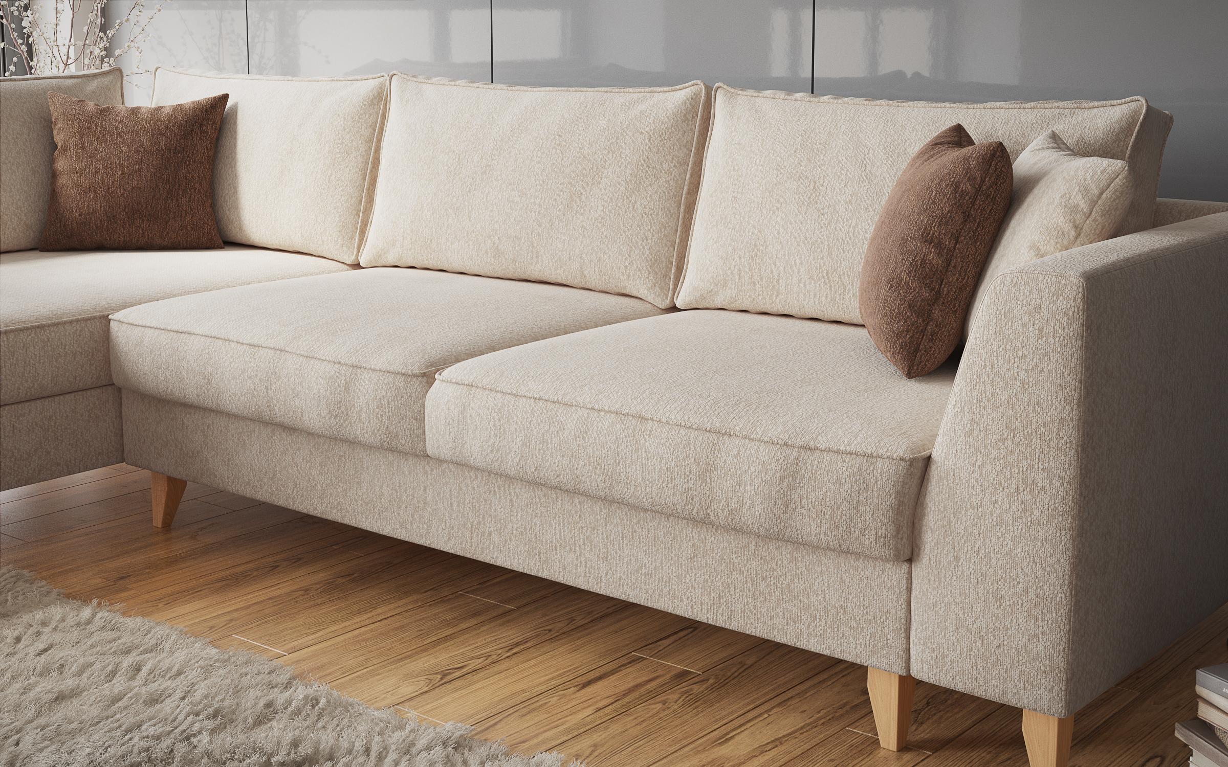 Extendable corner sofa Bologna, beige + brown  5
