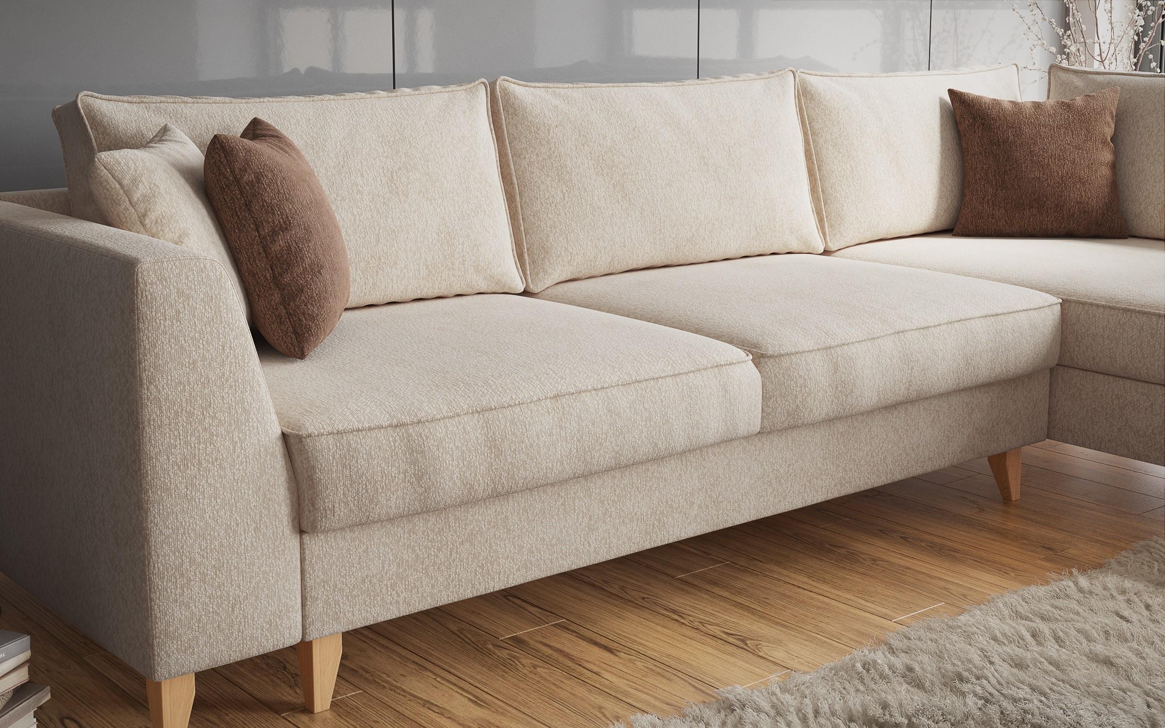Extendable corner sofa Bologna, beige + brown  5