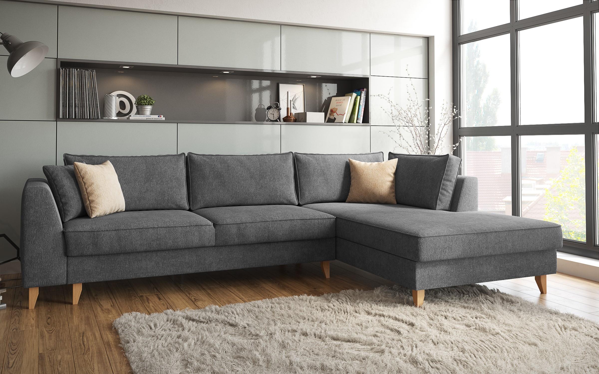 Extendable corner sofa Bologna, dark grey + beige  3