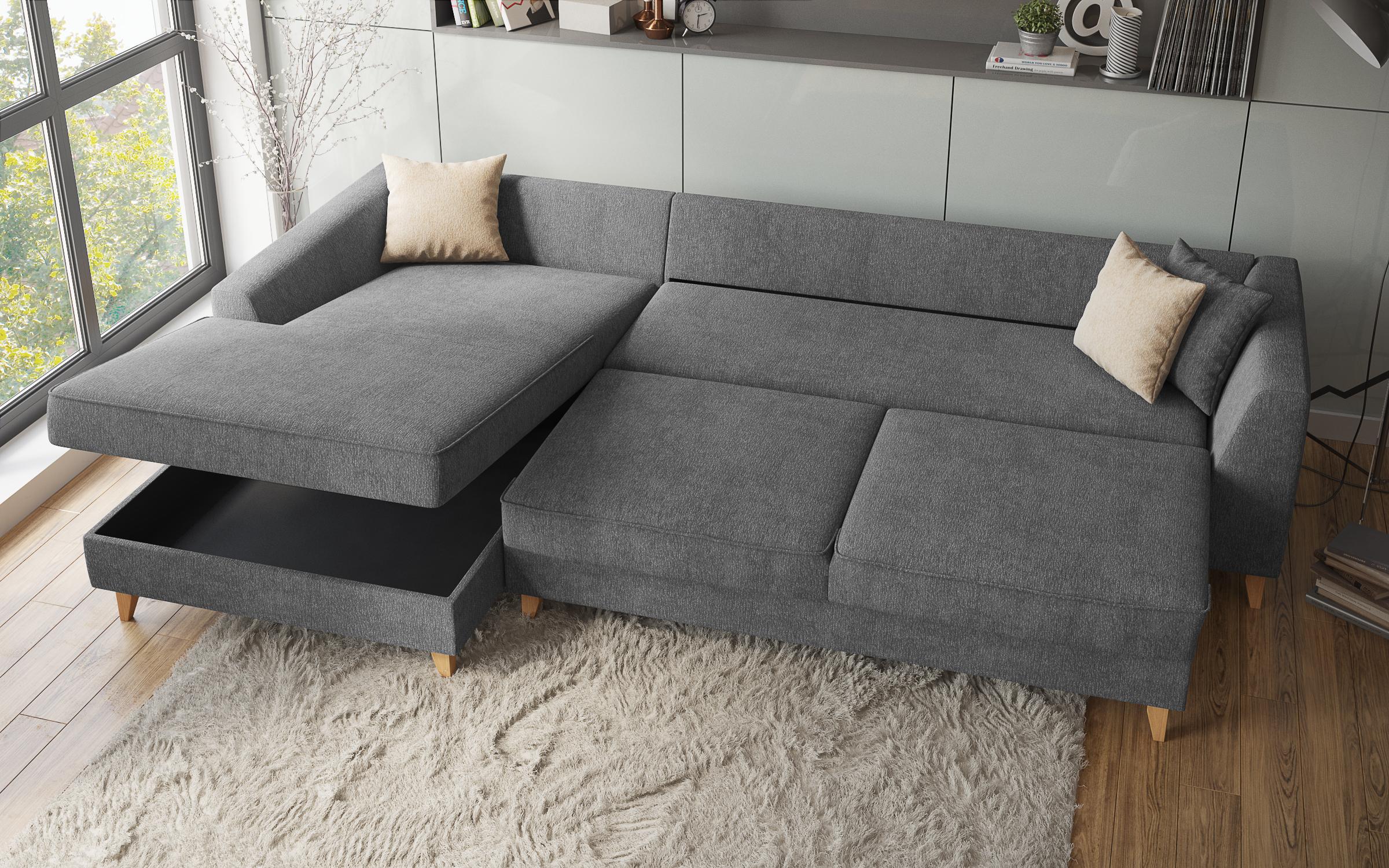 Extendable corner sofa Bologna, dark grey + beige  4