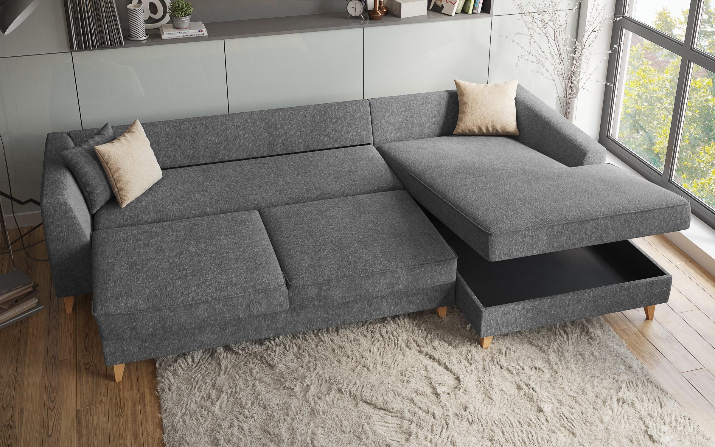 Extendable corner sofa Bologna, dark grey + beige  4