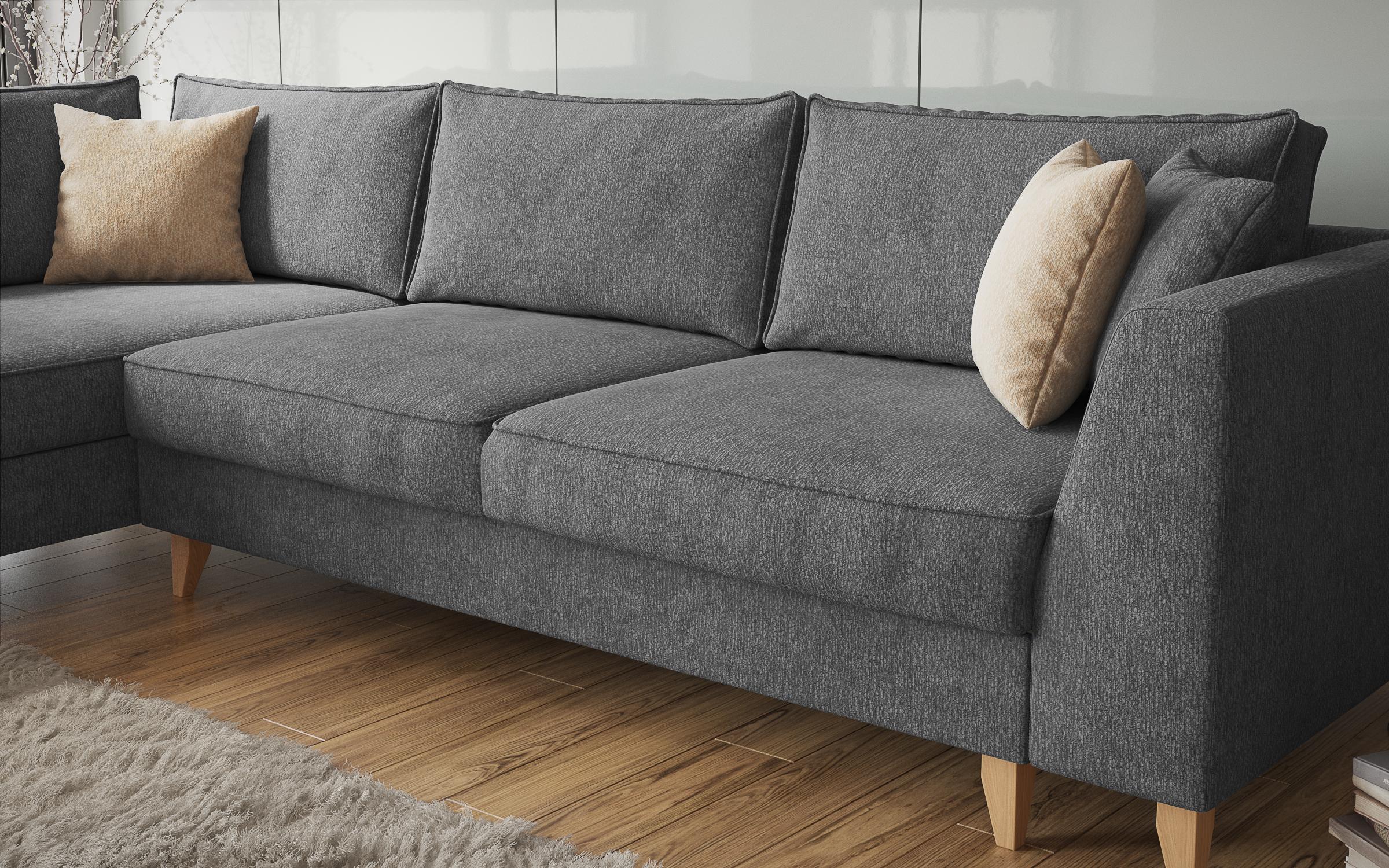 Extendable corner sofa Bologna, dark grey + beige  5
