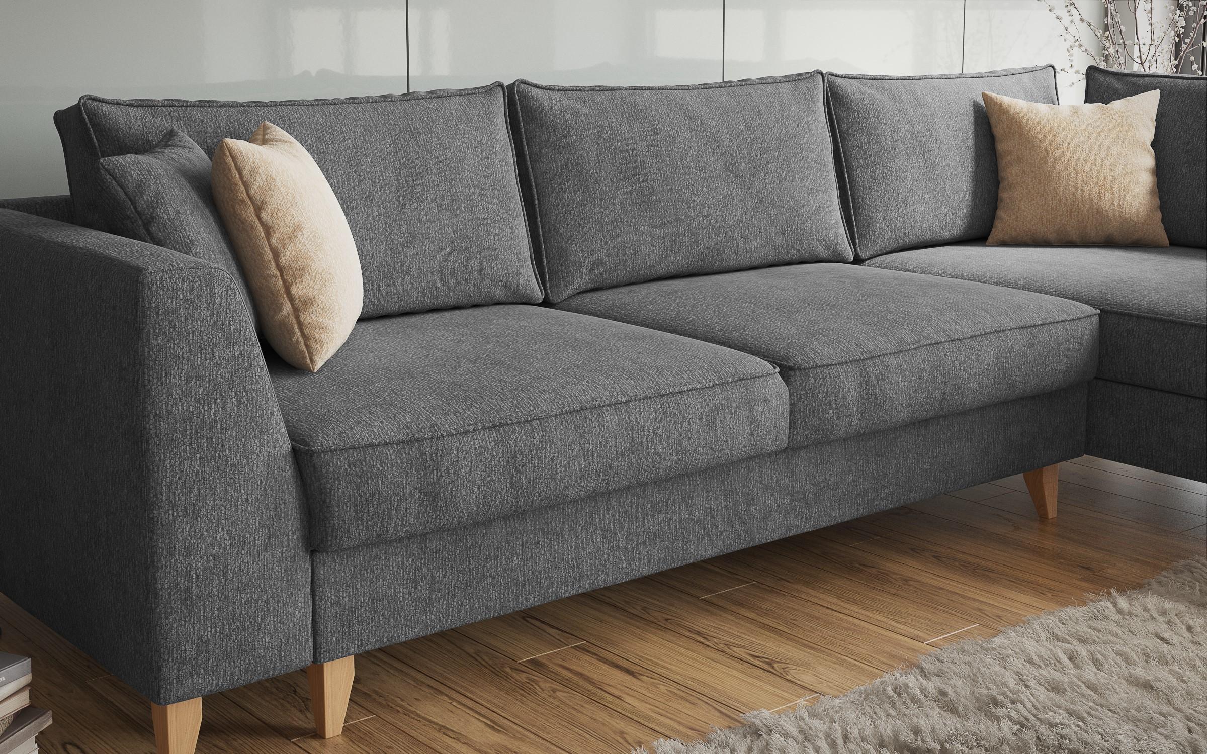 Extendable corner sofa Bologna, dark grey + beige  5