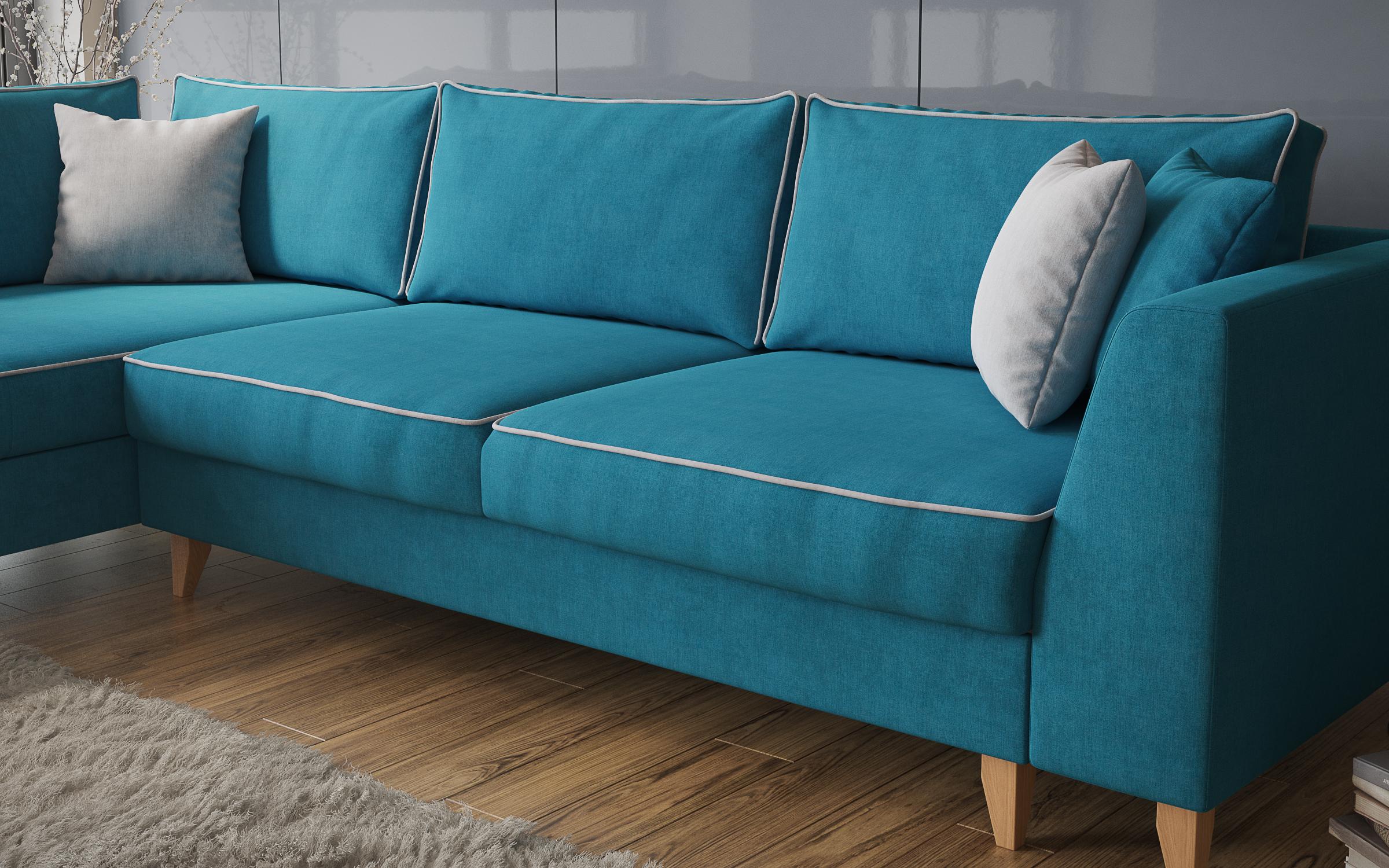 Extendable corner sofa Bologna, azure blue + light grey  5