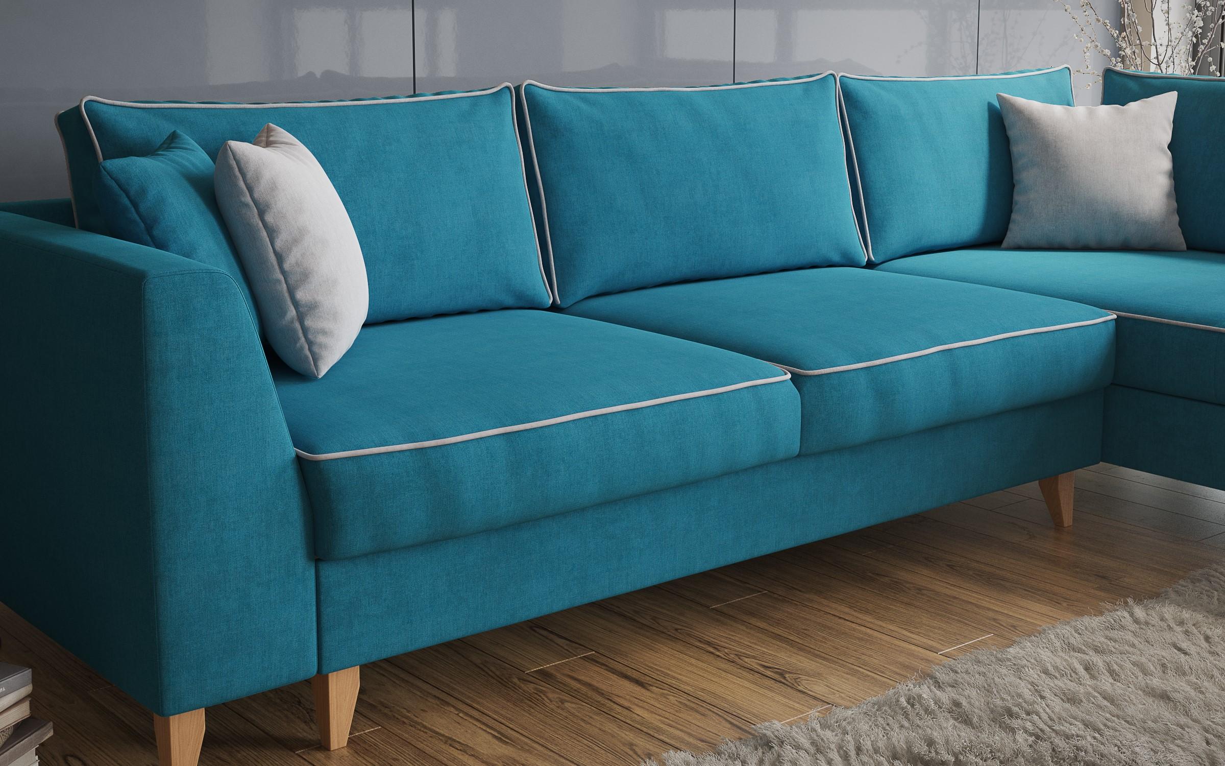 Extendable corner sofa Bologna, azure blue + light grey  5