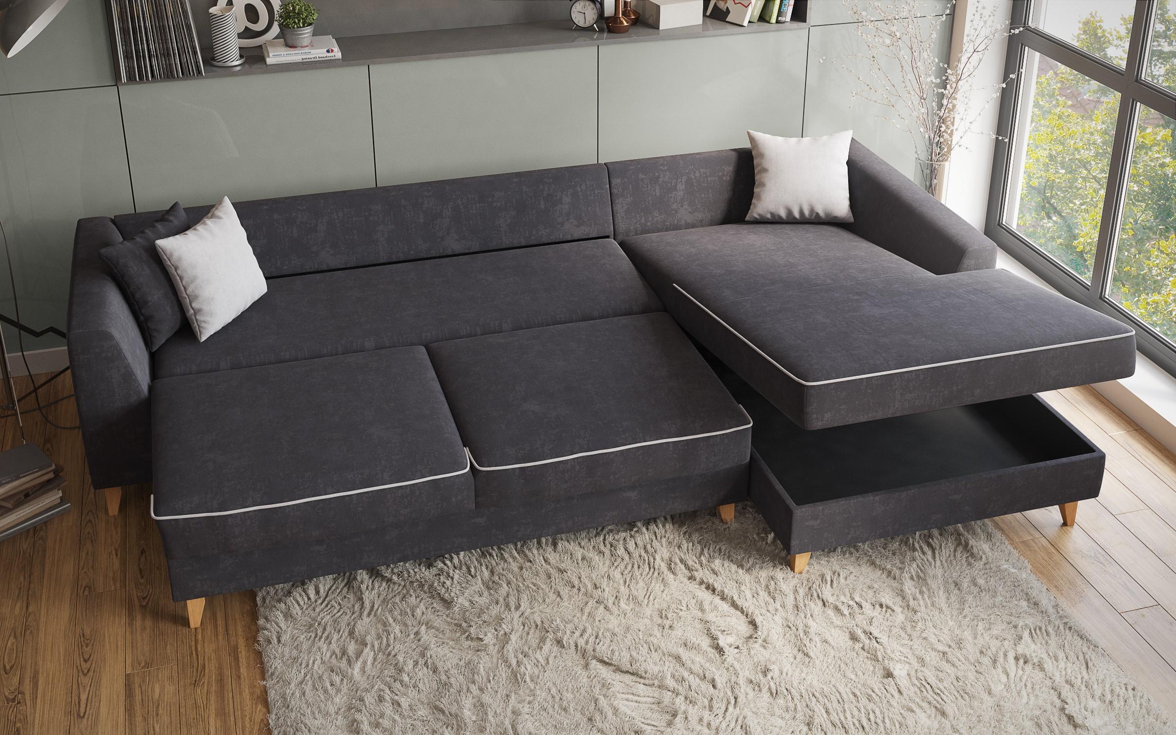 Extendable corner sofa Bologna, dark grey + light grey  4