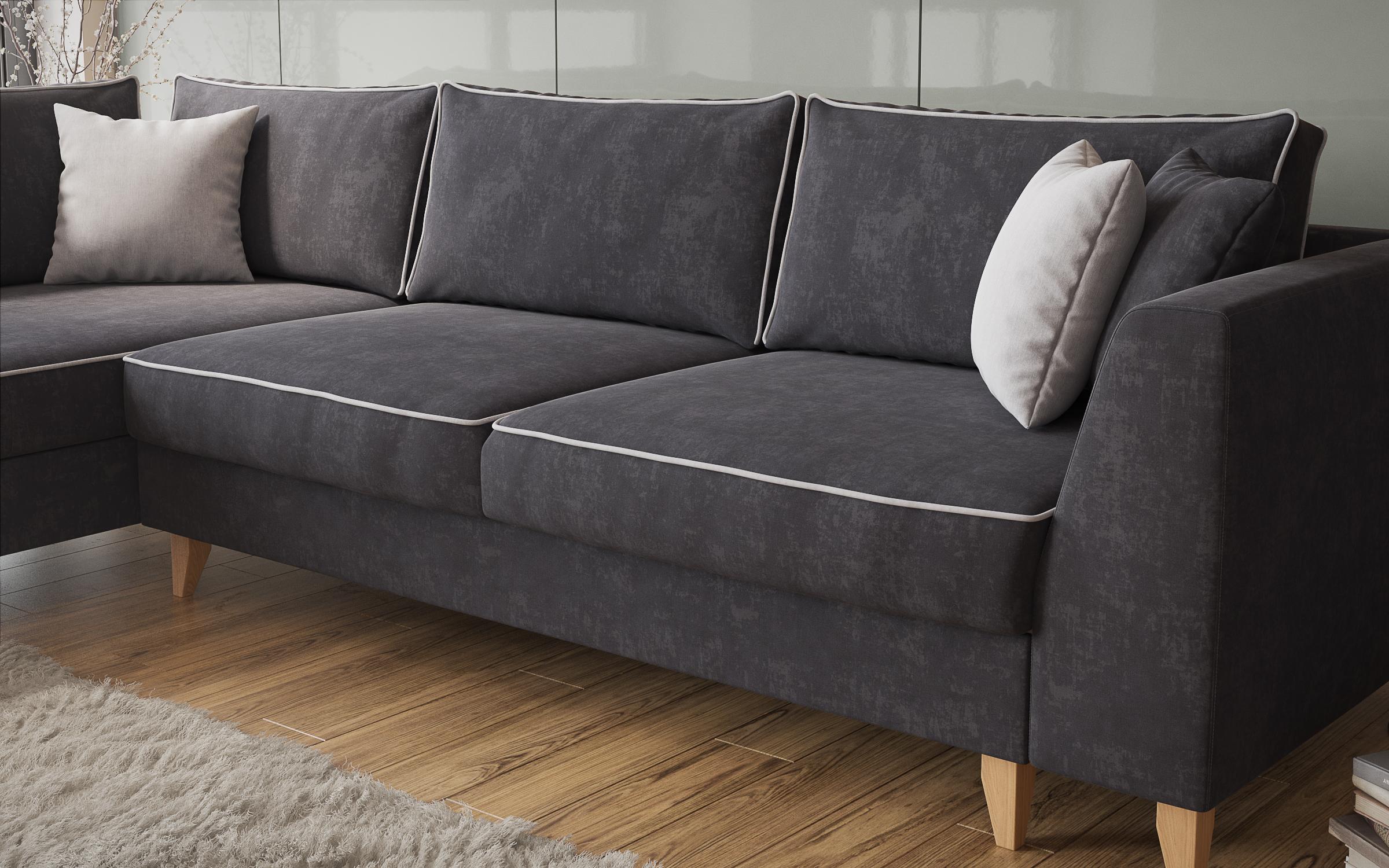 Extendable corner sofa Bologna, dark grey + light grey  5