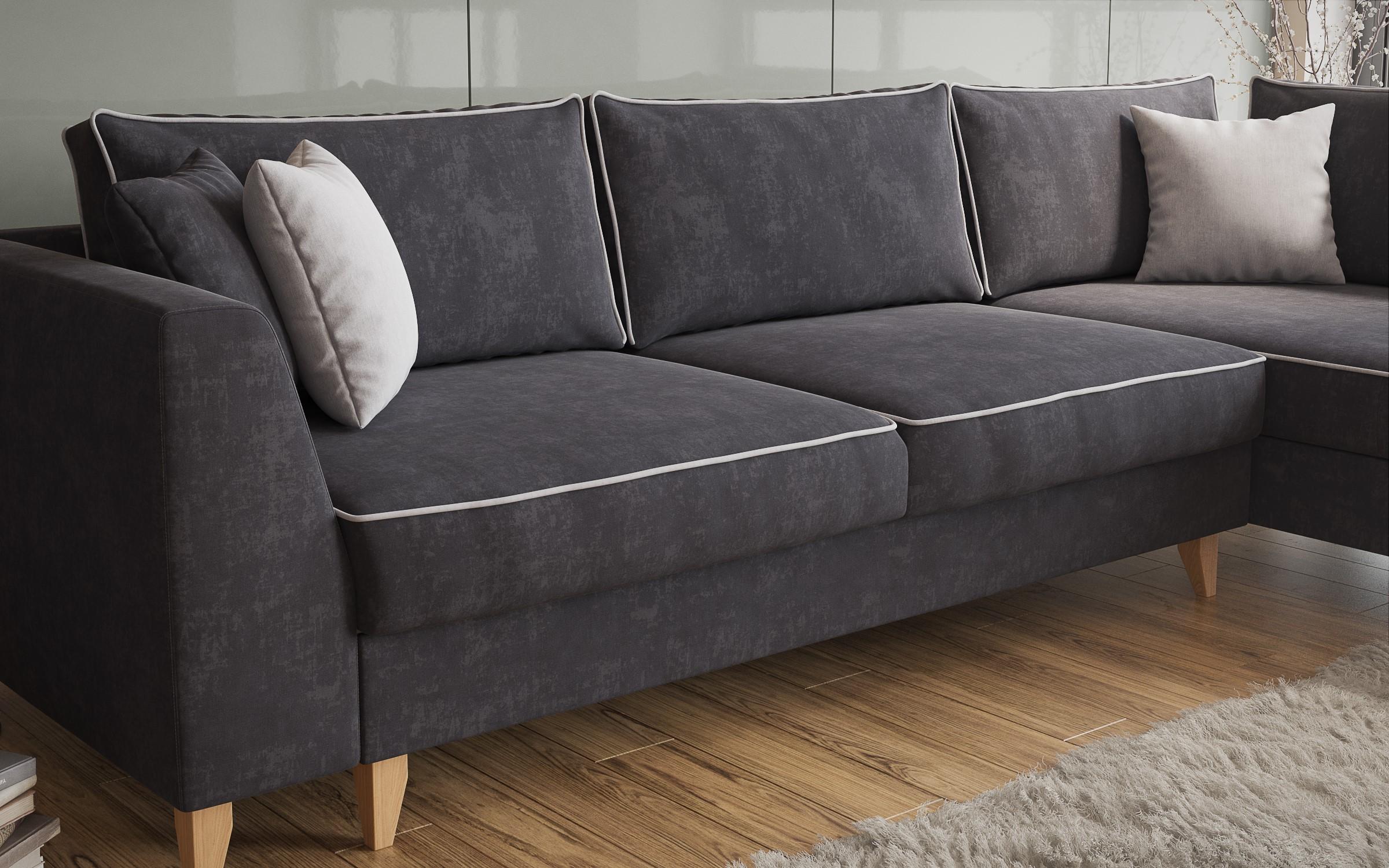 Extendable corner sofa Bologna, dark grey + light grey  5