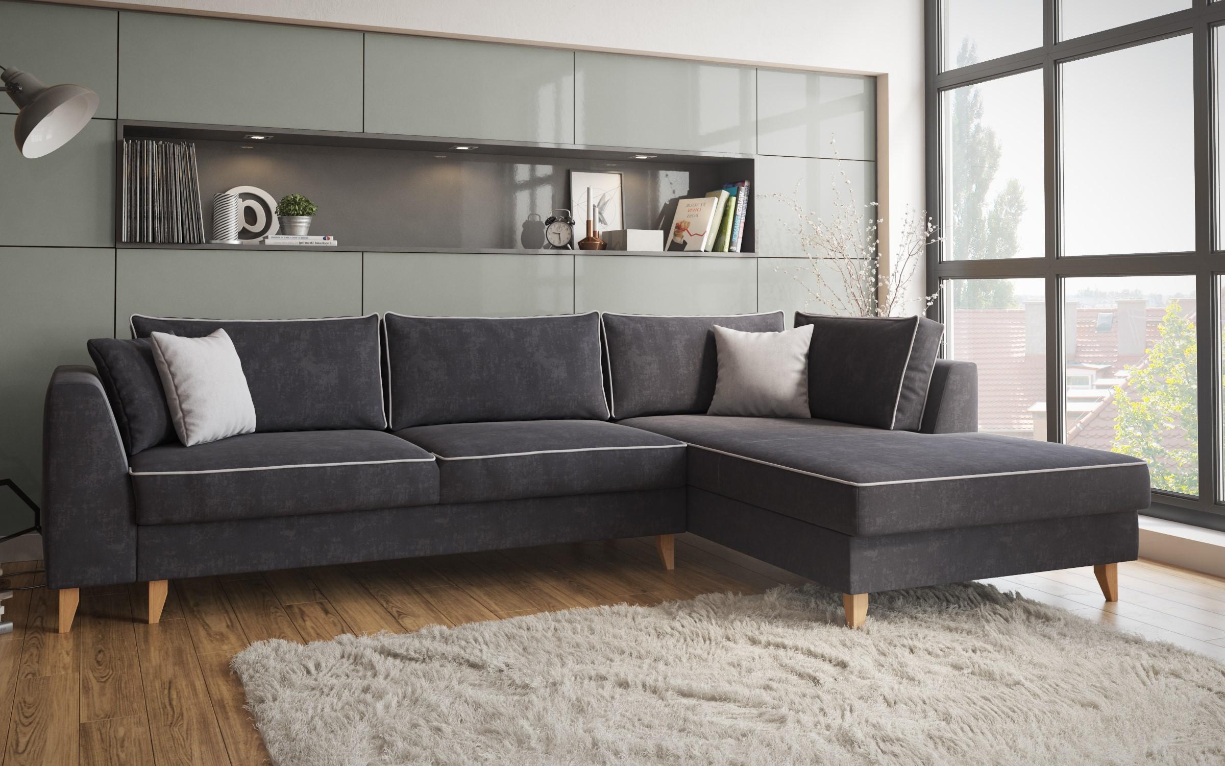 Extendable corner sofa Bologna, dark grey + light grey  3