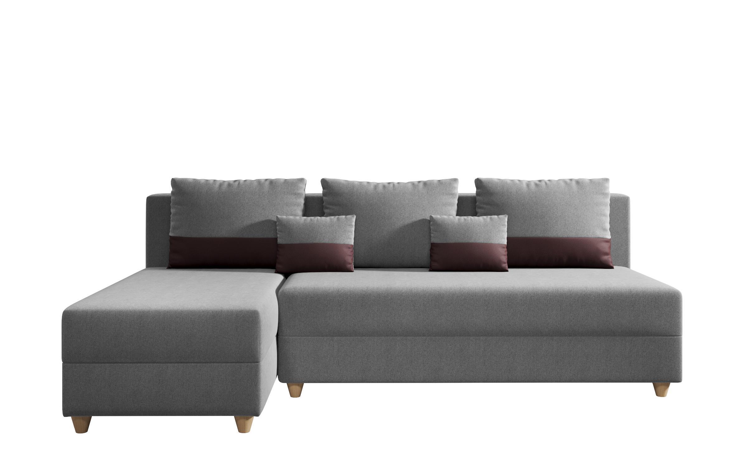 Extendable corner sofa Dafini, grey + burgundy  6