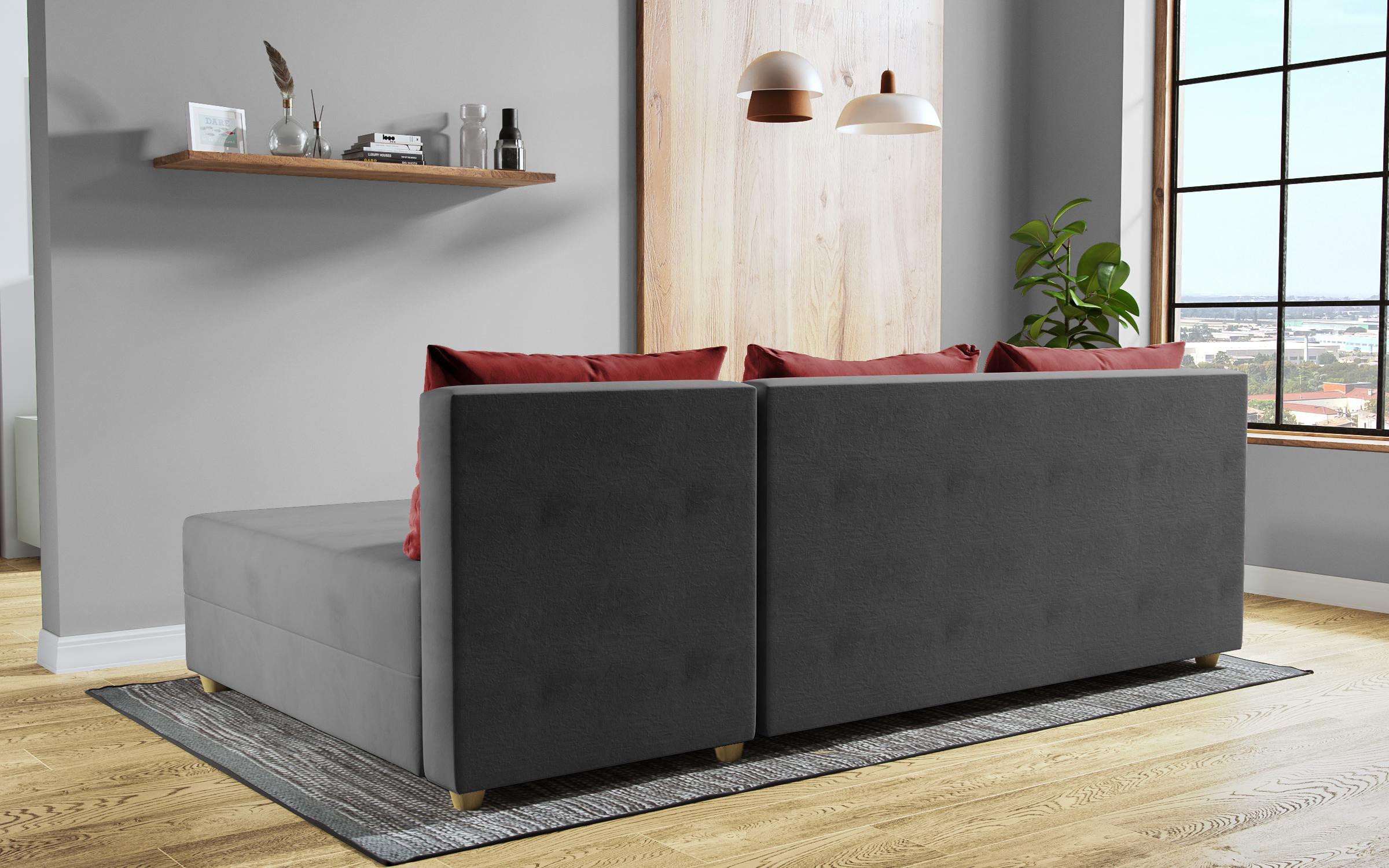 Extendable corner sofa Dafini, grey + red  5