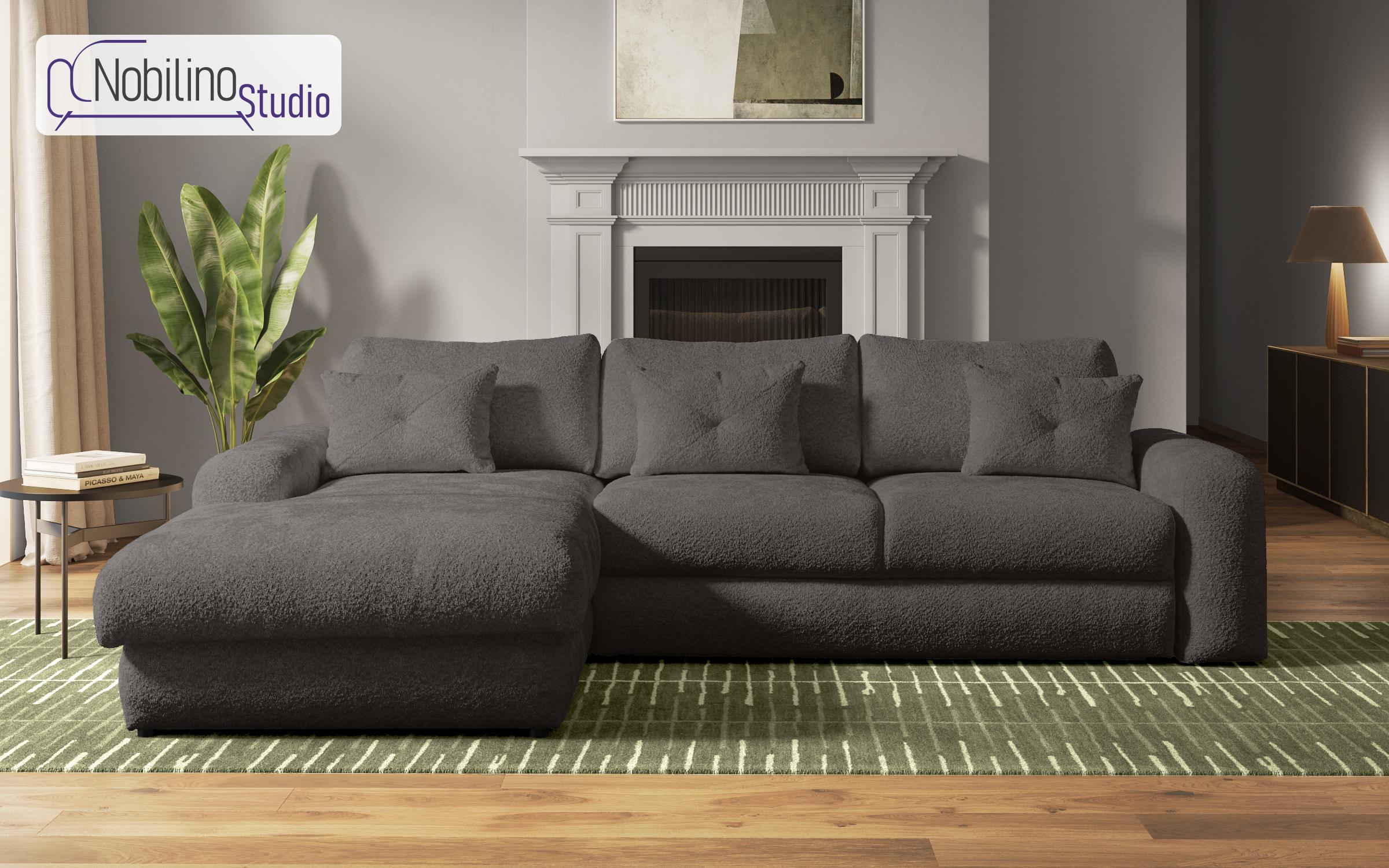 Extendable corner sofa Elmond, graphite  1