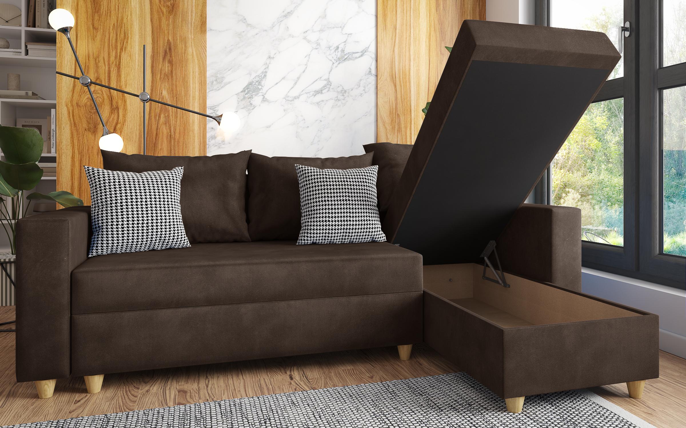 Extendable corner sofa Fabiola, brown  6