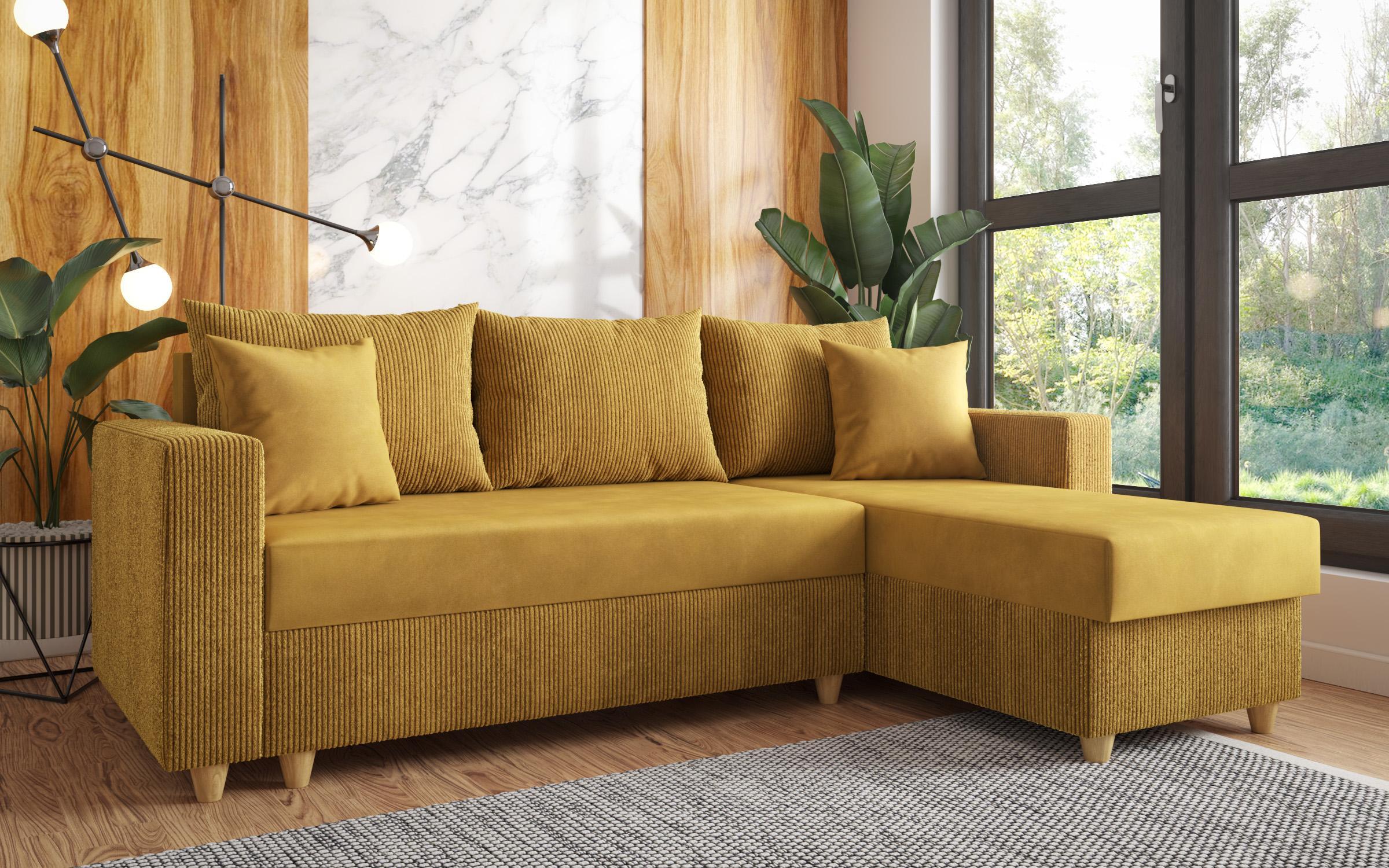 Extendable corner sofa Phoenix, mustard  3