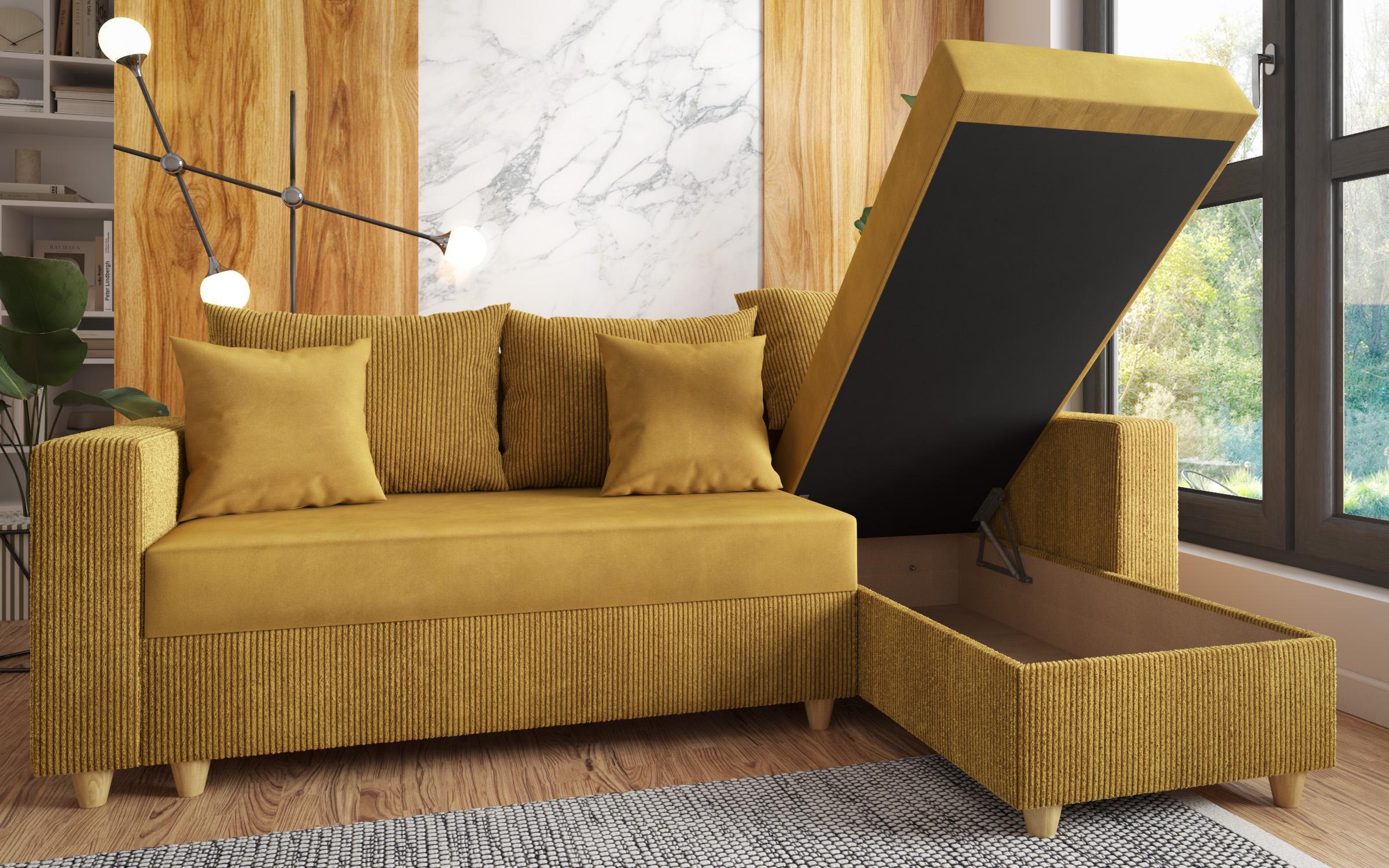 Extendable corner sofa Phoenix, mustard  5