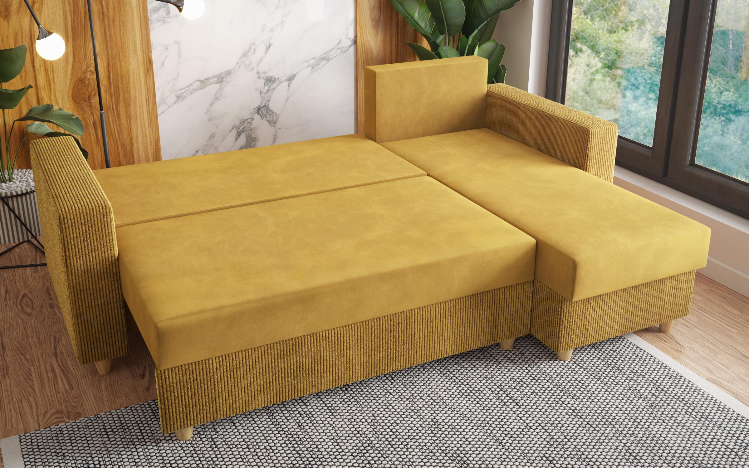 Extendable corner sofa Phoenix, mustard  4