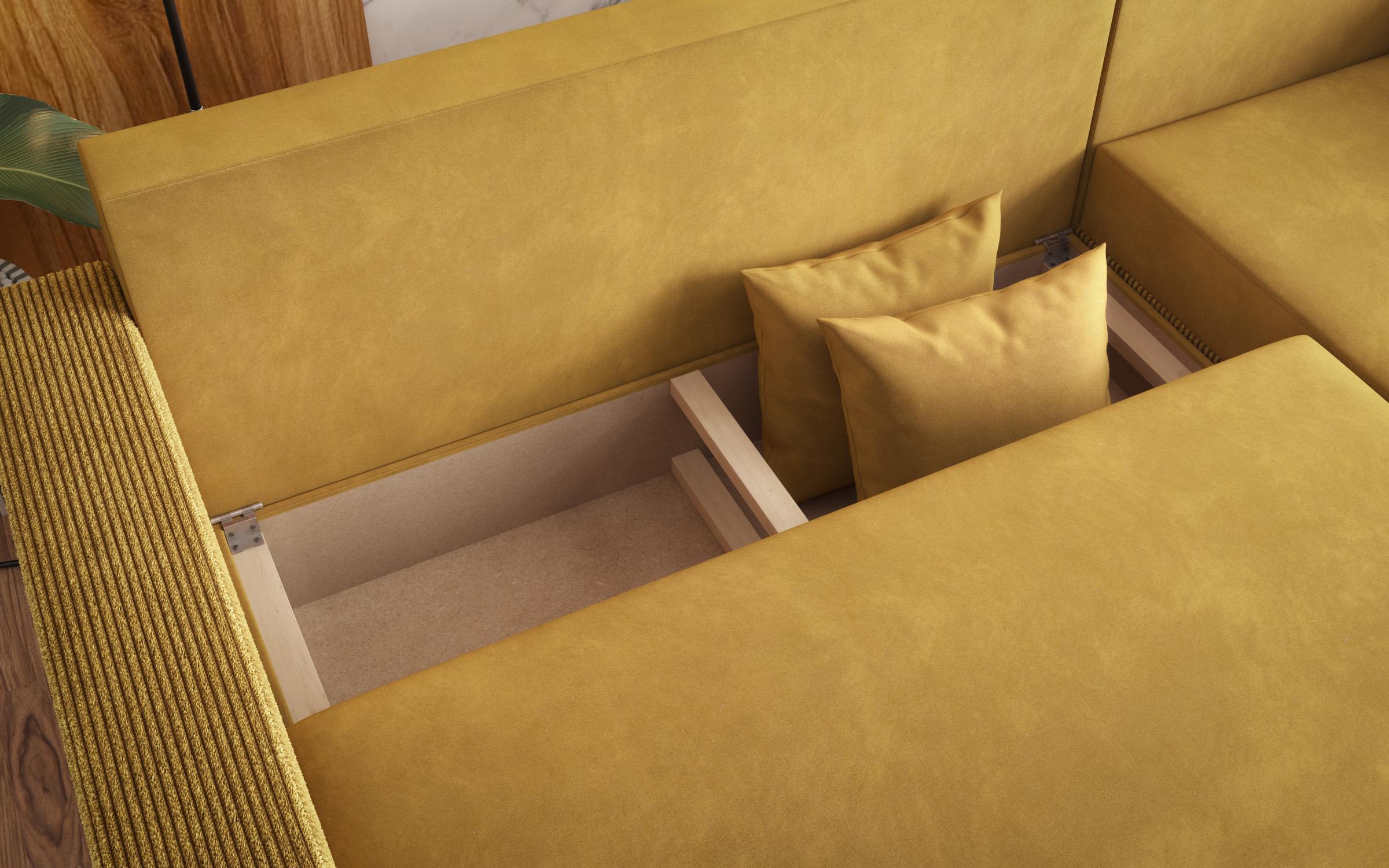 Extendable corner sofa Phoenix, mustard  6