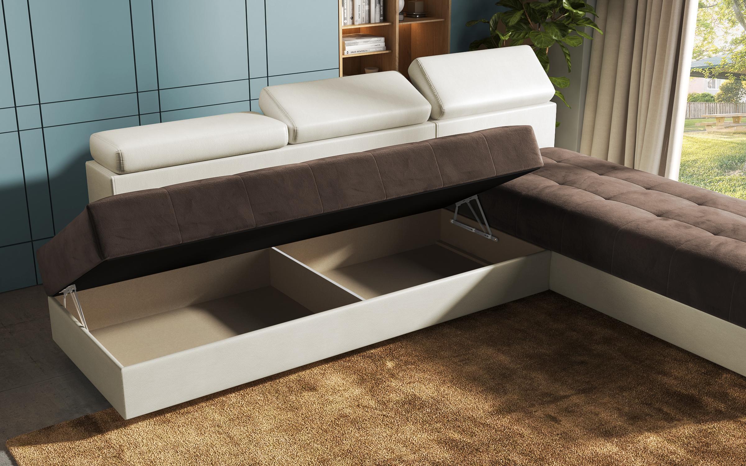 Living room corner Galance, brown + beige leather  11