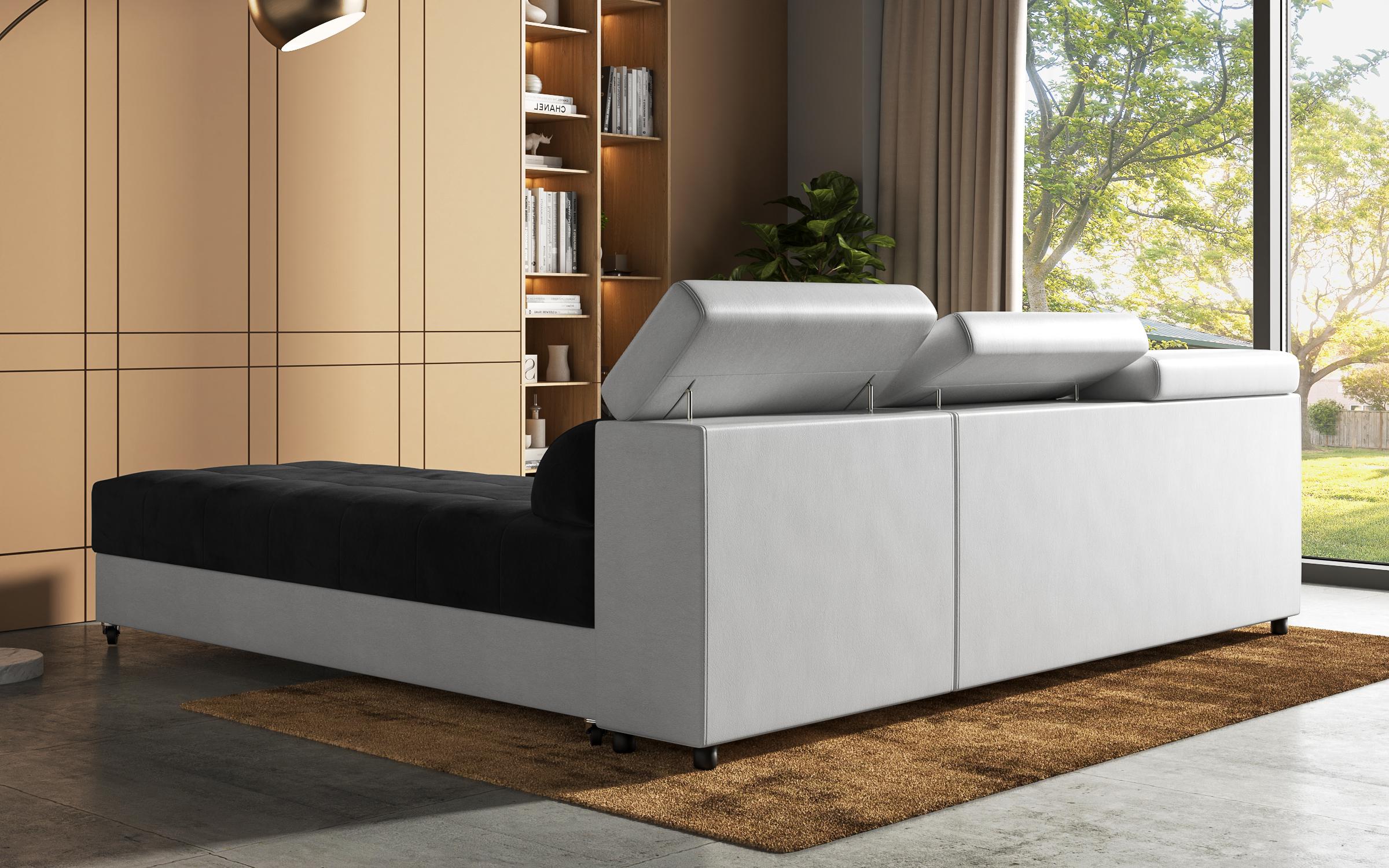 Living room corner Galance, graphite + white leather  9