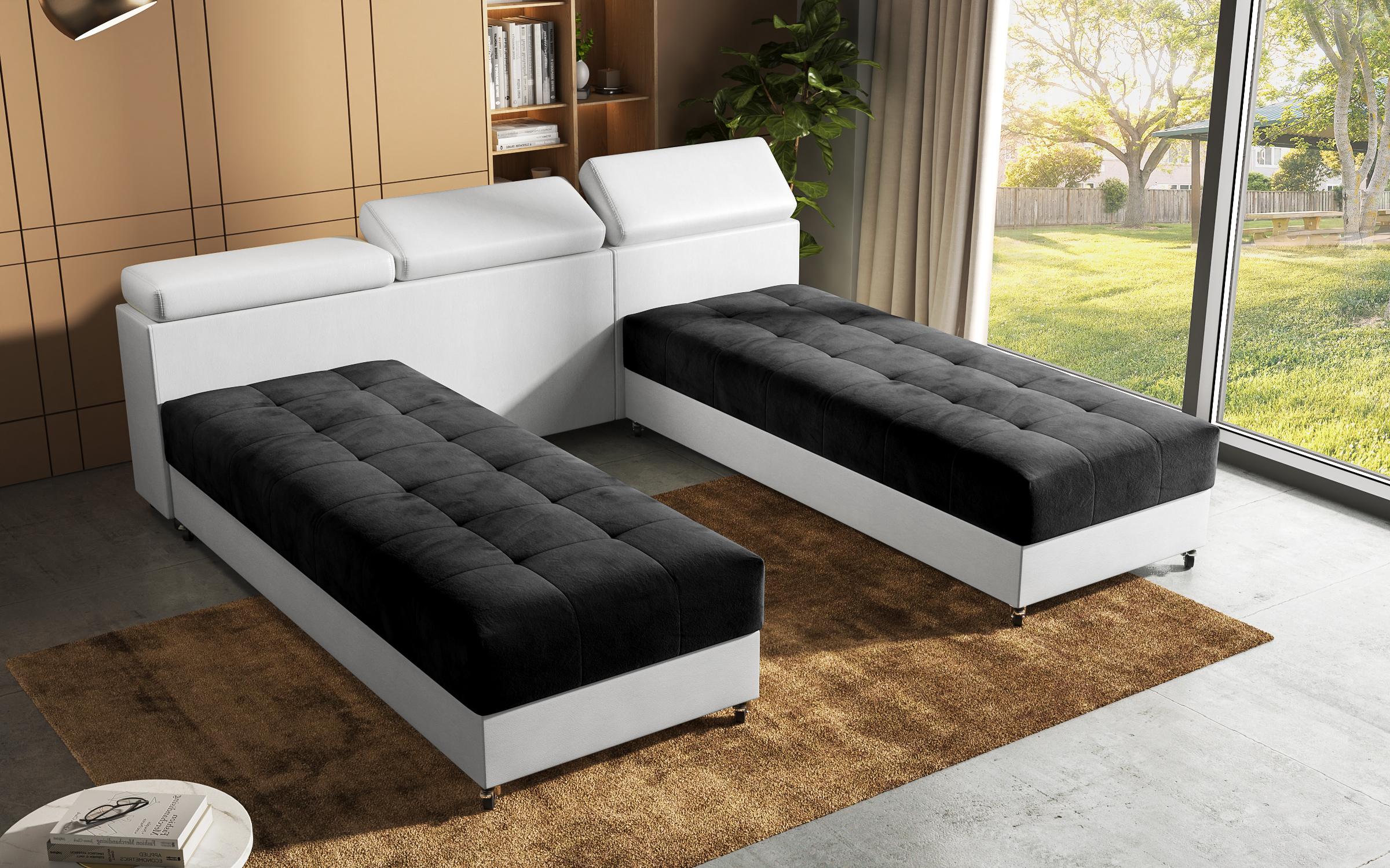Living room corner Galance, graphite + white leather  6