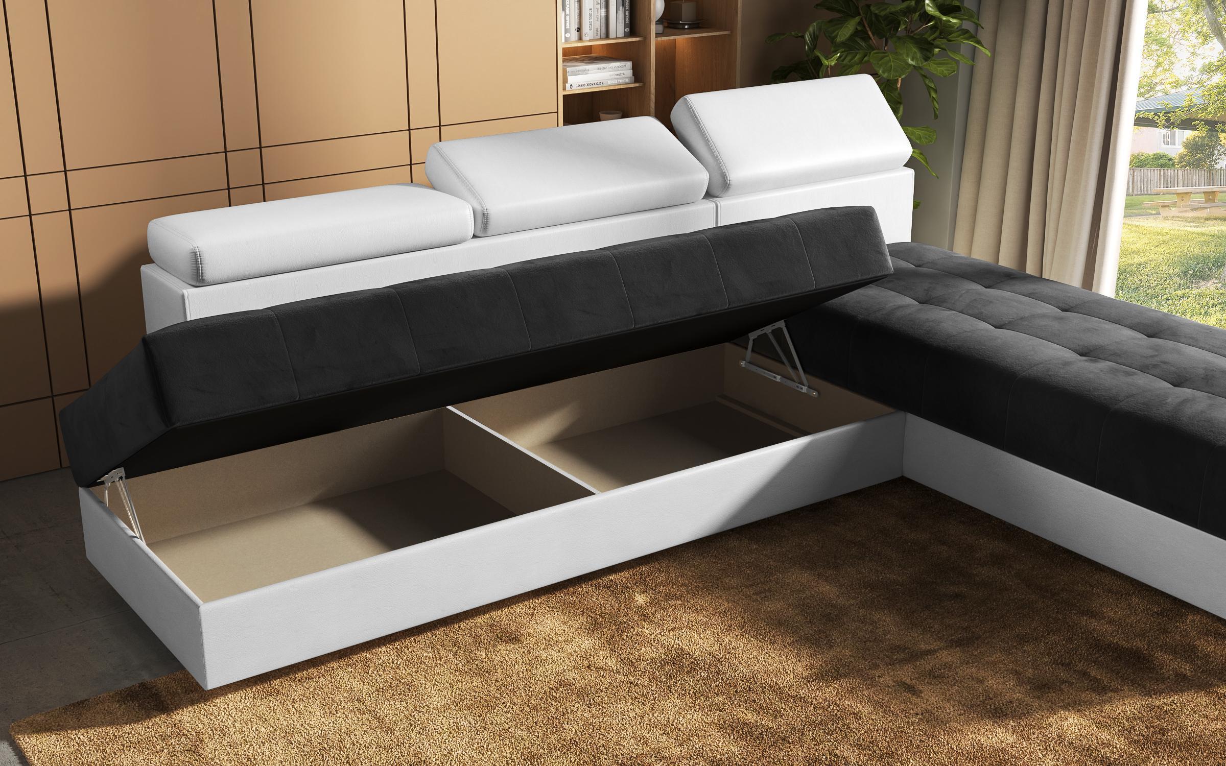 Living room corner Galance, graphite + white leather  11