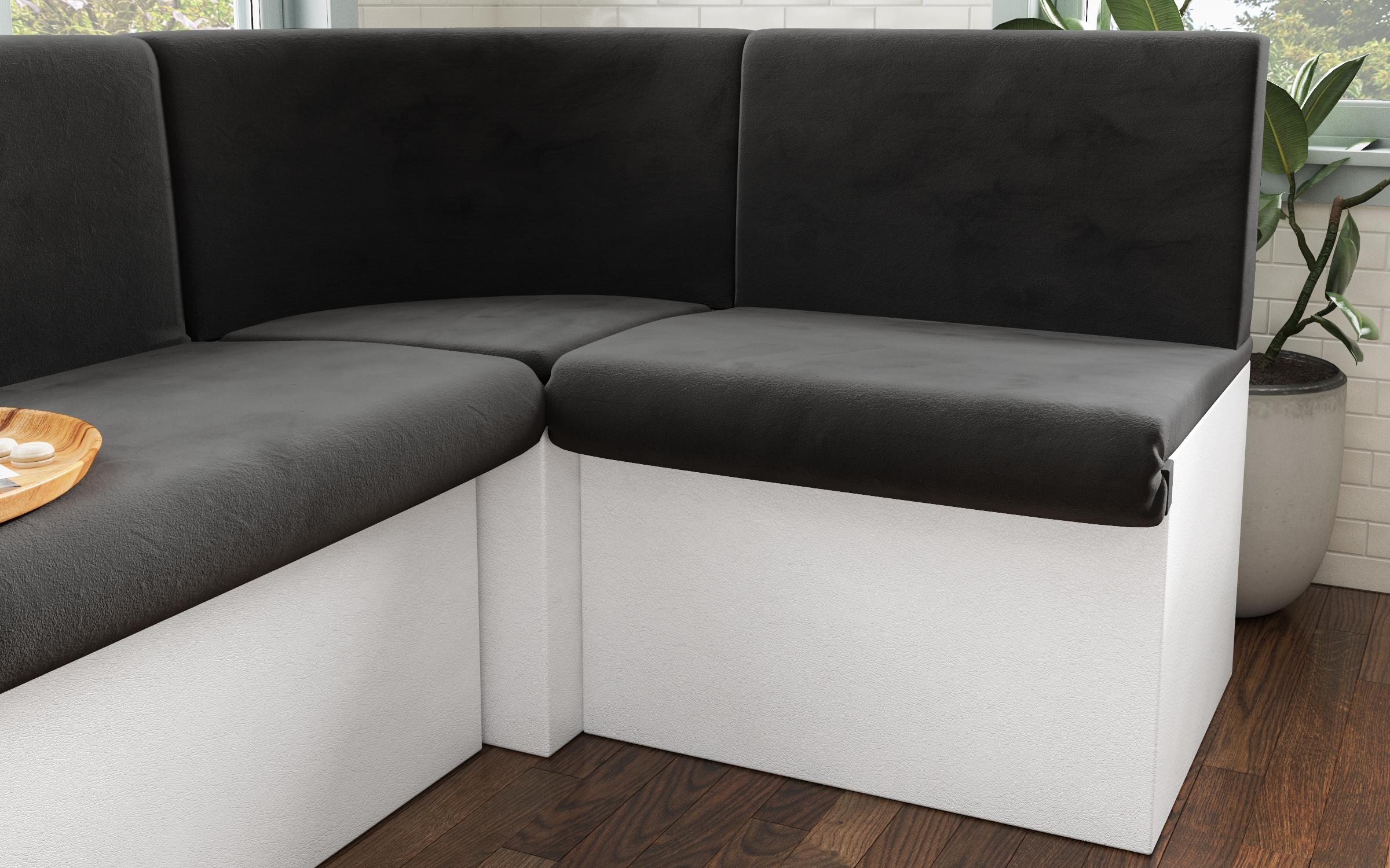 Extendable kitchen corner Julian, graphite + white leather  7