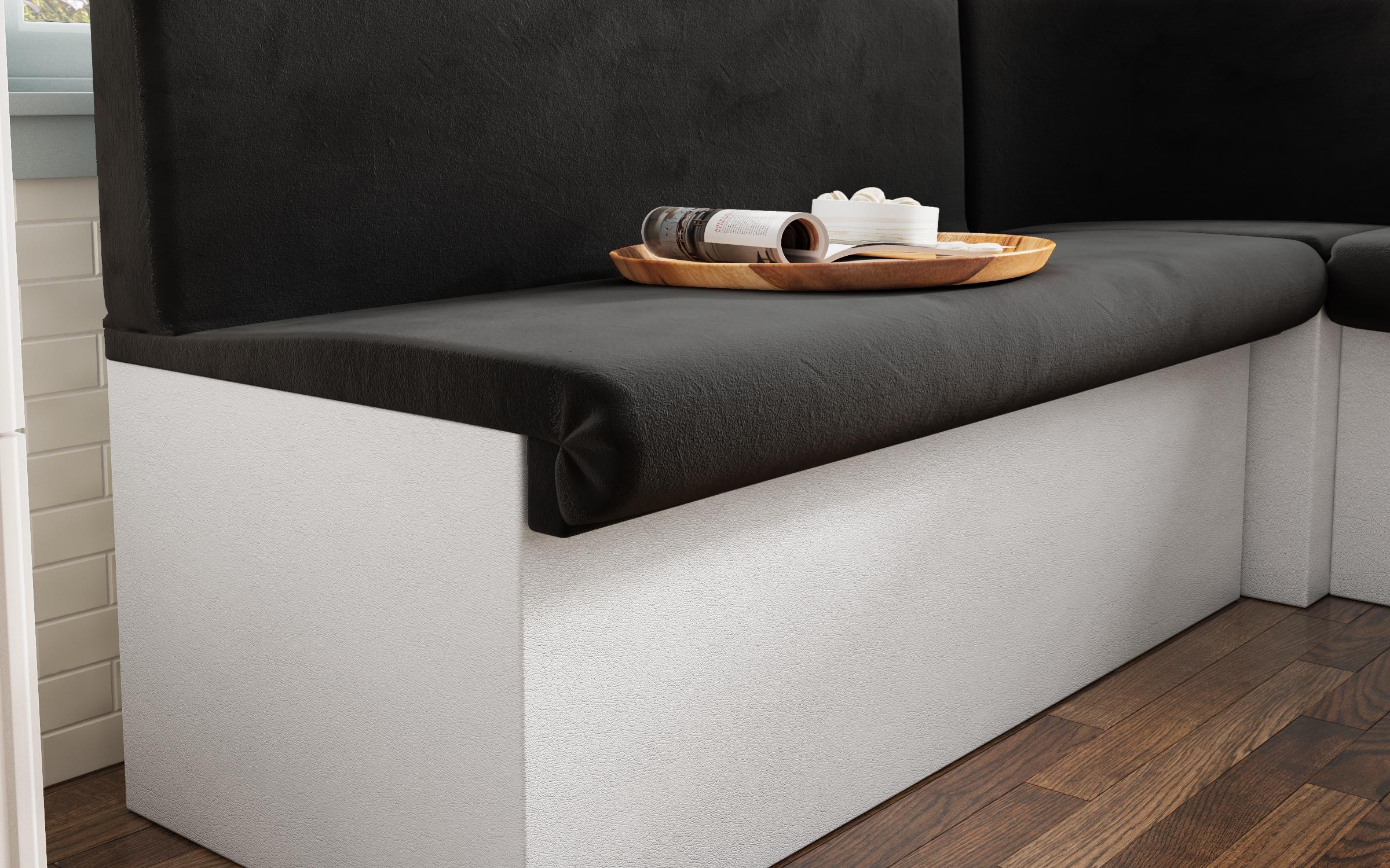 Extendable kitchen corner Julian, graphite + white leather  8