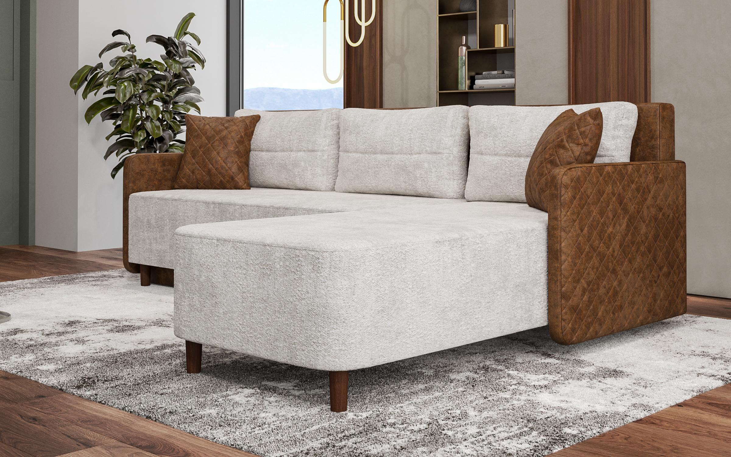 Extendable sofa Moretti, beige + brown leather  4