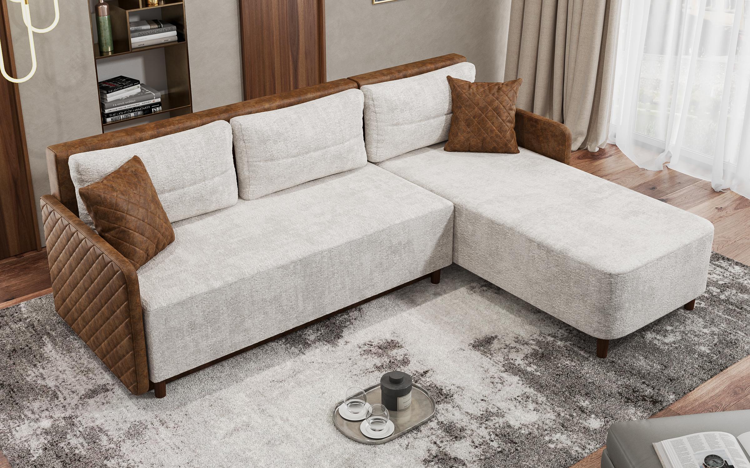 Extendable sofa Moretti, beige + brown leather  6