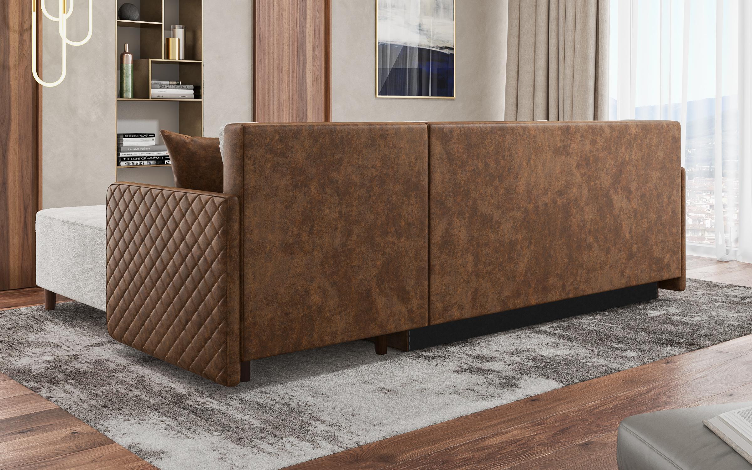 Extendable sofa Moretti, beige + brown leather  8