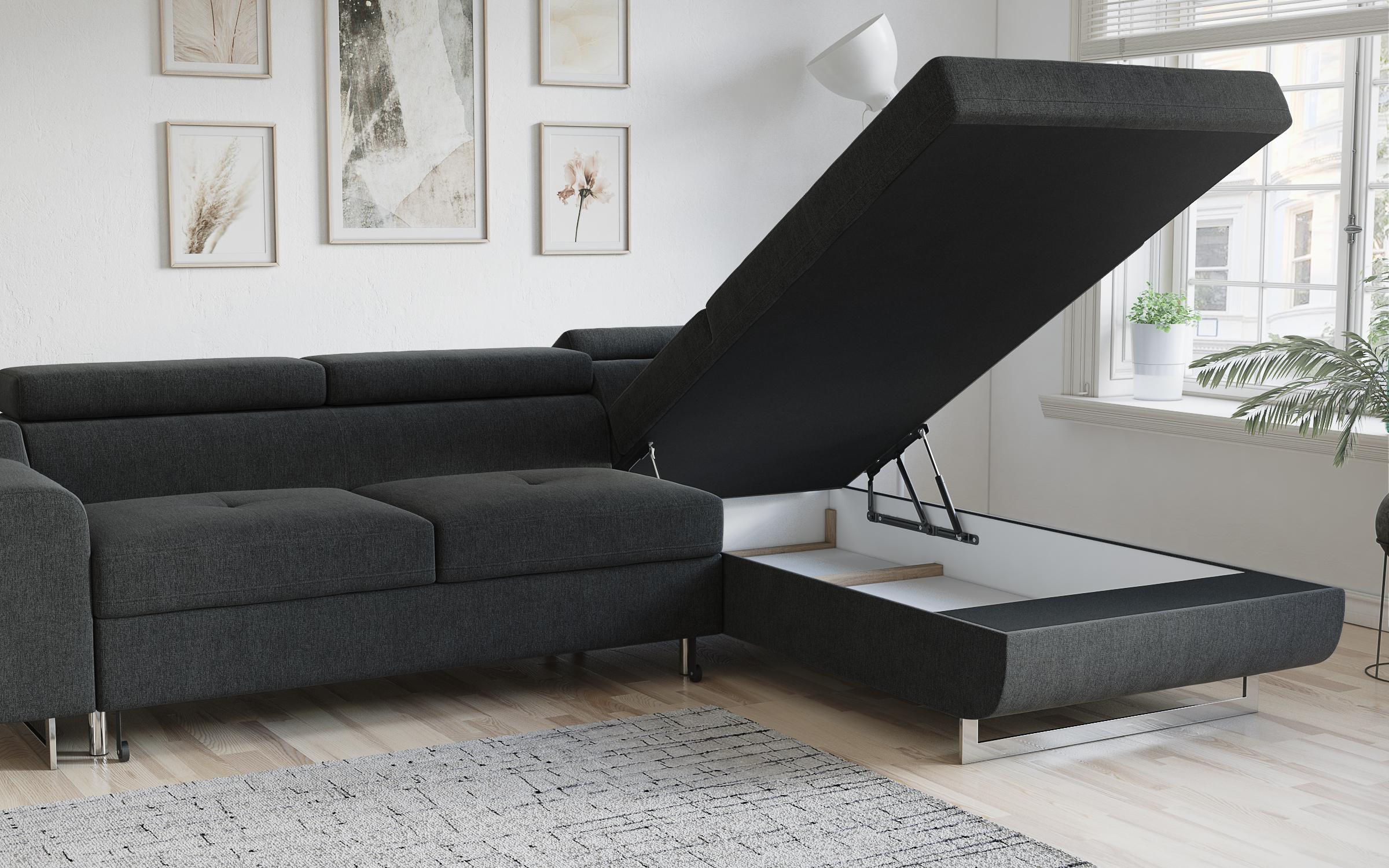 Extendable corner sofa Ravena, dark grey  6