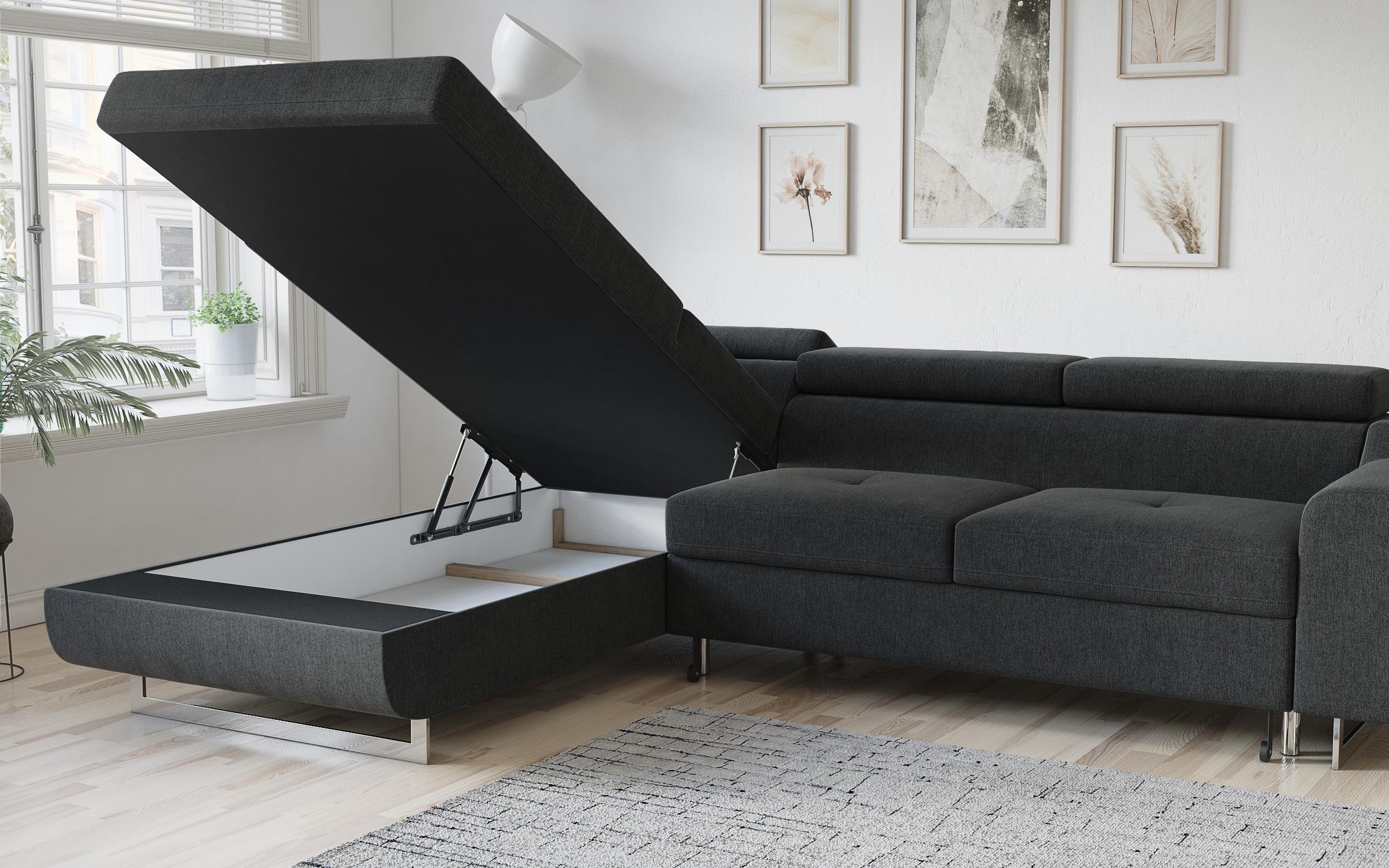 Extendable corner sofa Ravena, dark grey  6