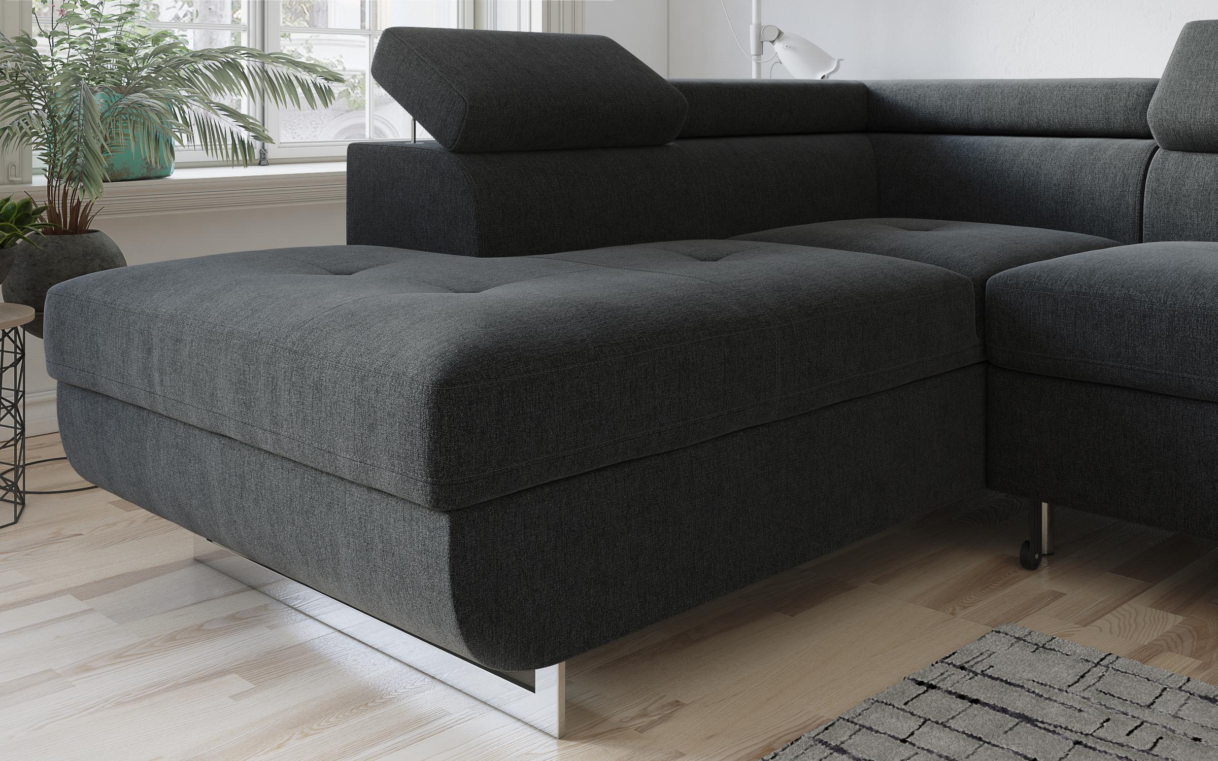 Extendable corner sofa Ravena, dark grey  7