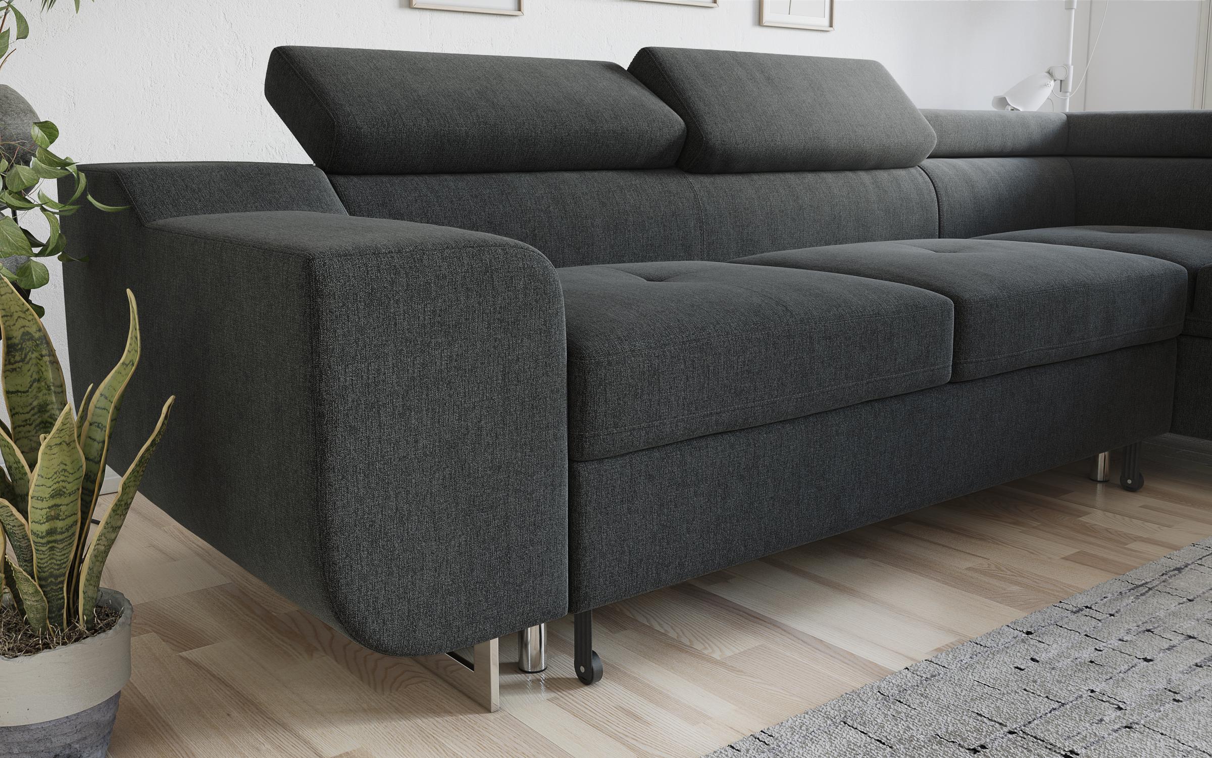 Extendable corner sofa Ravena, dark grey  8