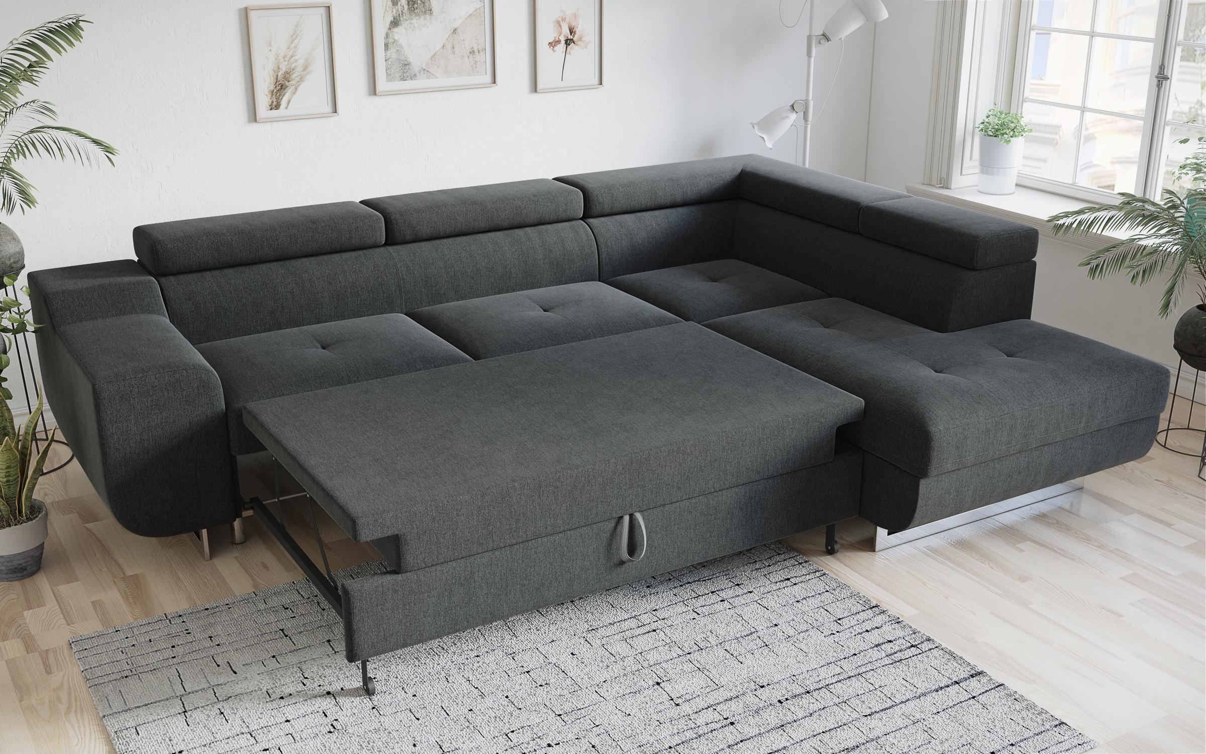 Extendable corner sofa Ravena, dark grey  5