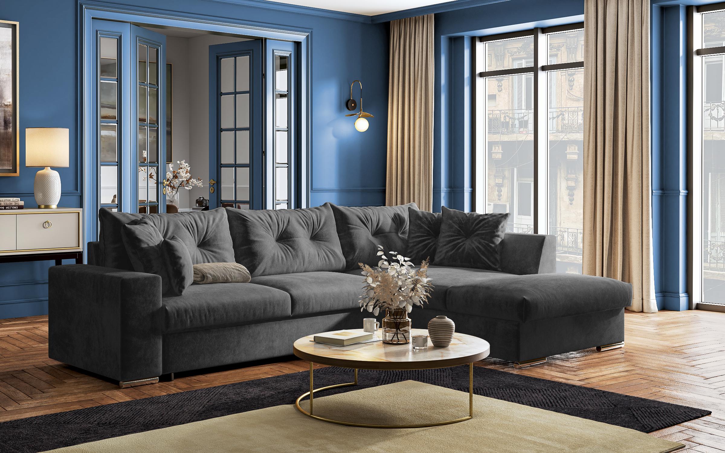 Extendable corner sofa Rome, dark grey  11