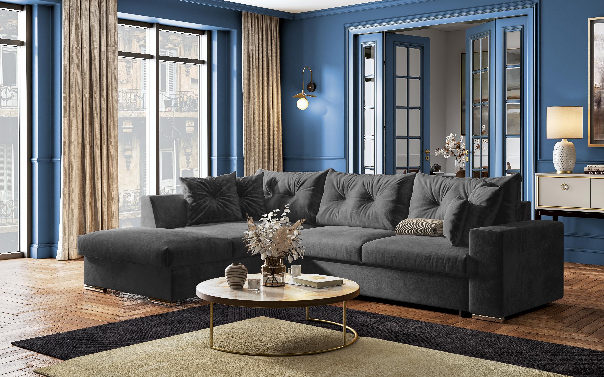Extendable corner sofa Rome, dark grey  11