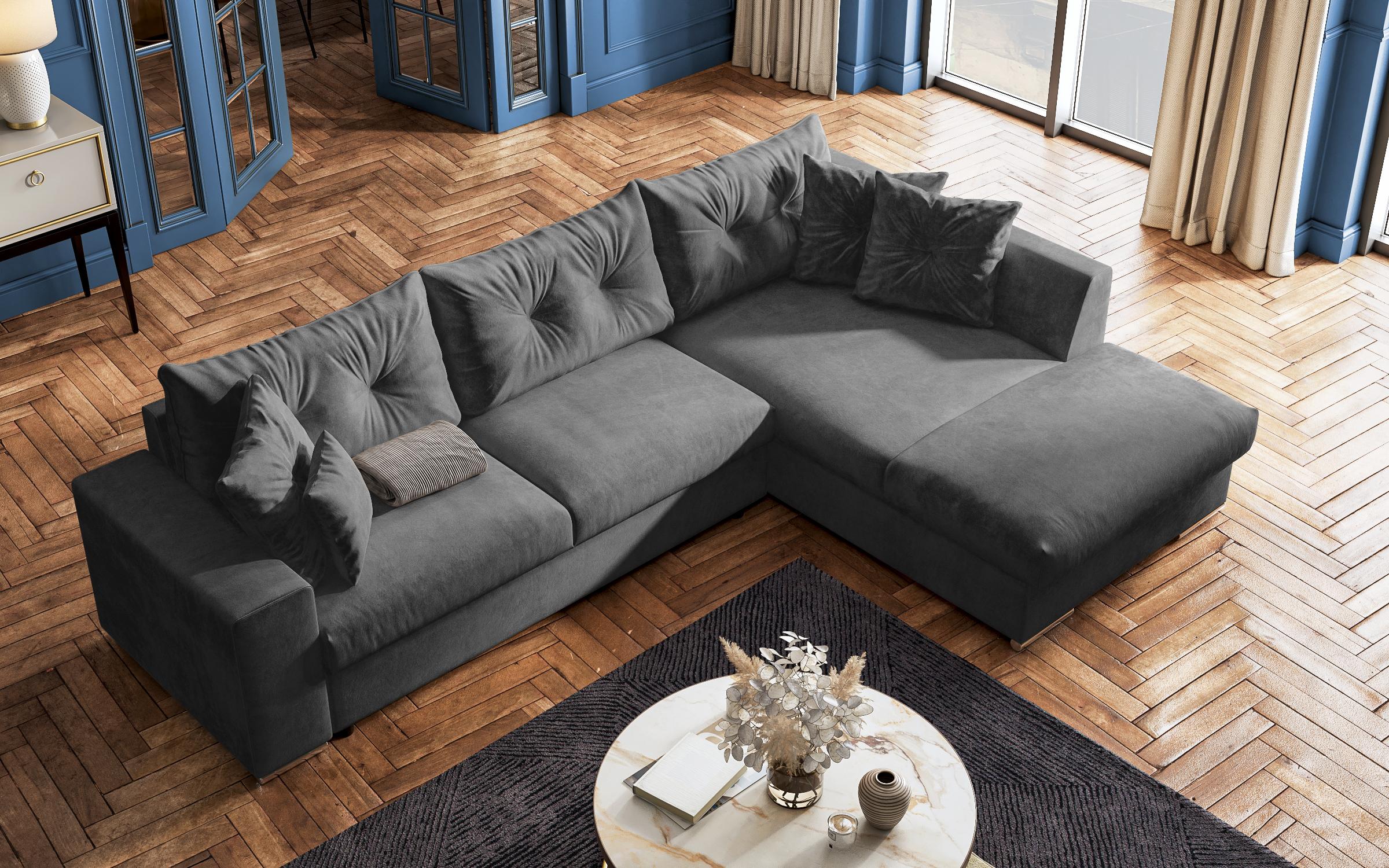 Extendable corner sofa Rome, dark grey  6