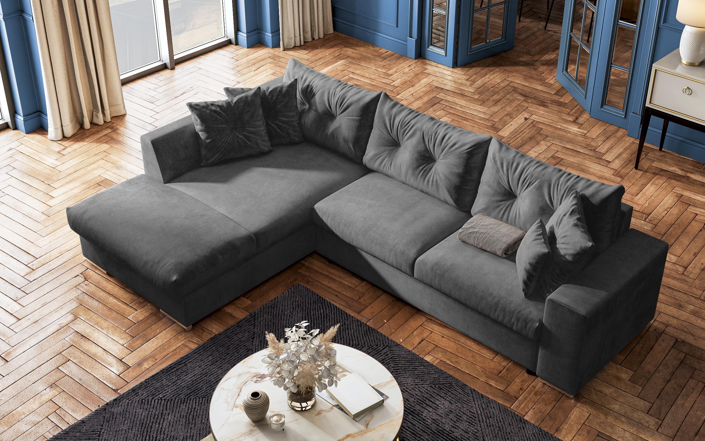 Extendable corner sofa Rome, dark grey  6