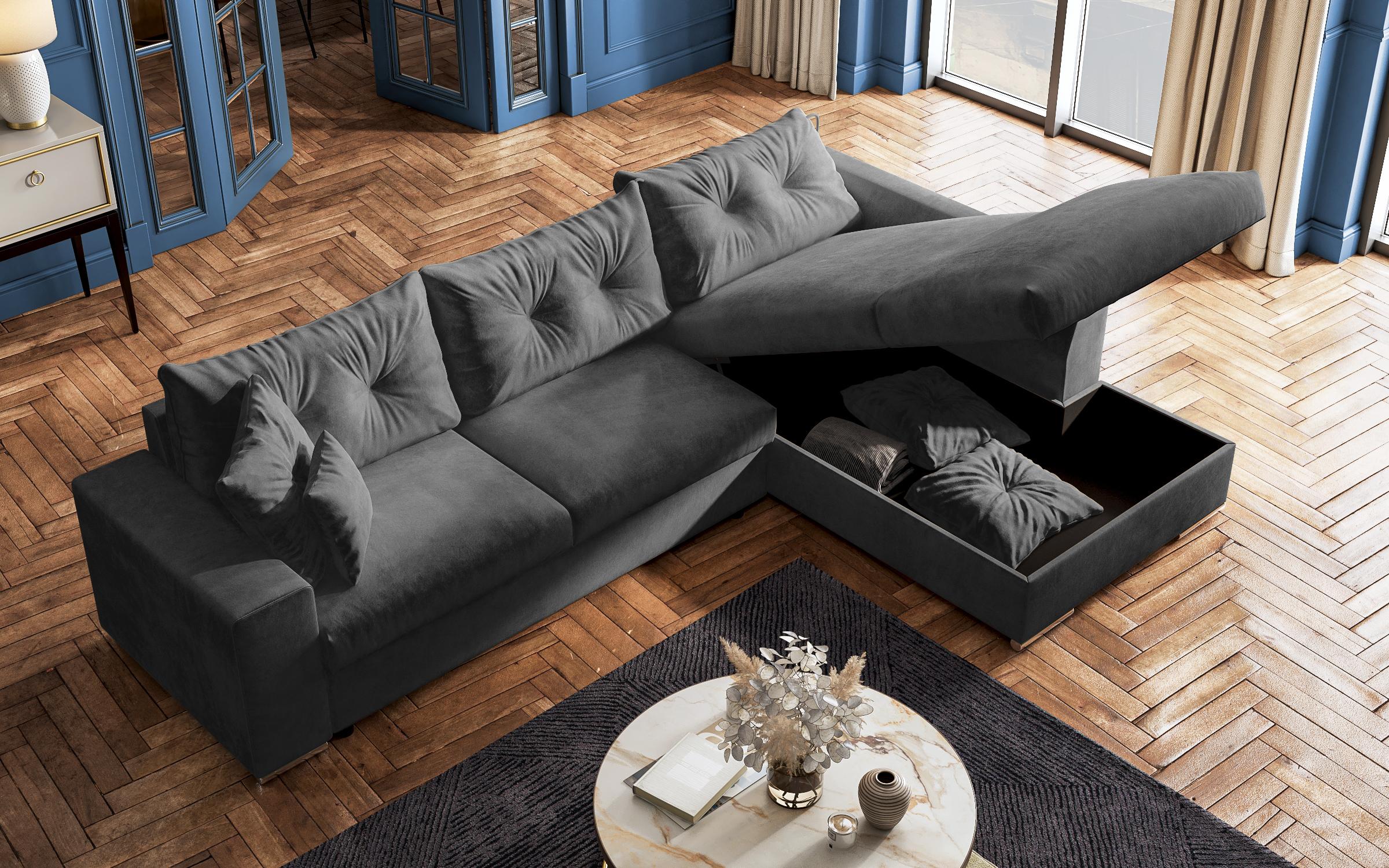 Extendable corner sofa Rome, dark grey  10