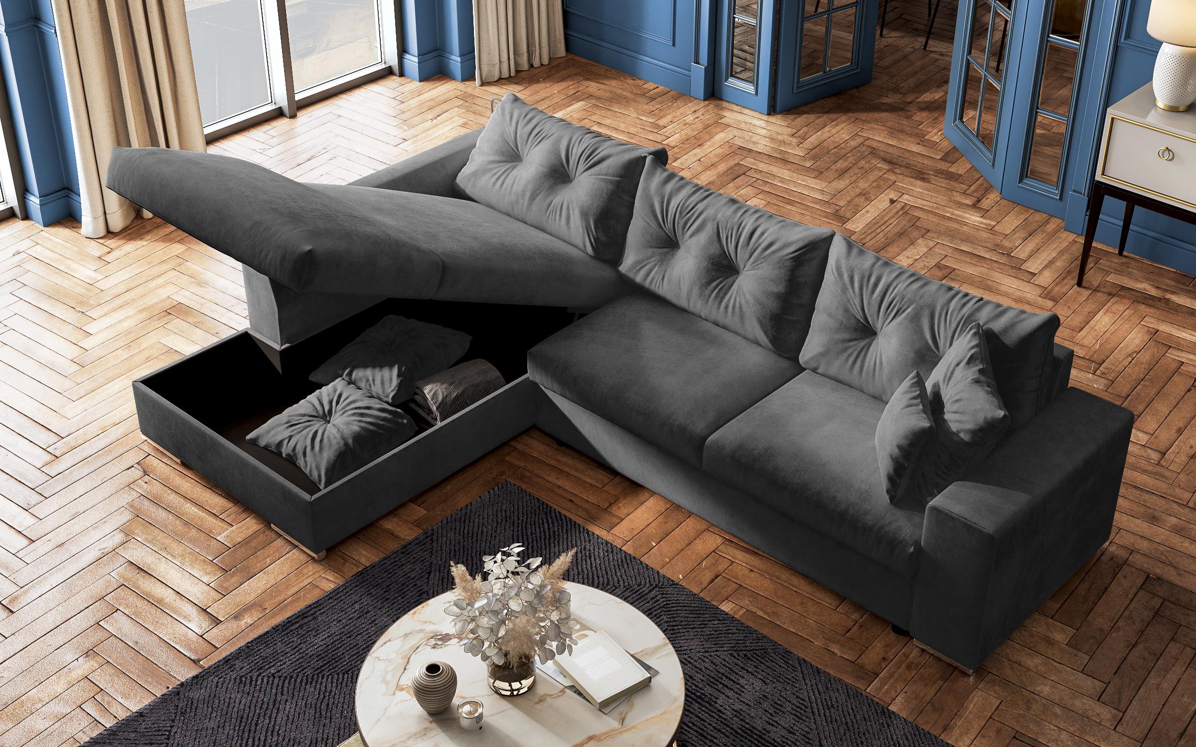 Extendable corner sofa Rome, dark grey  10