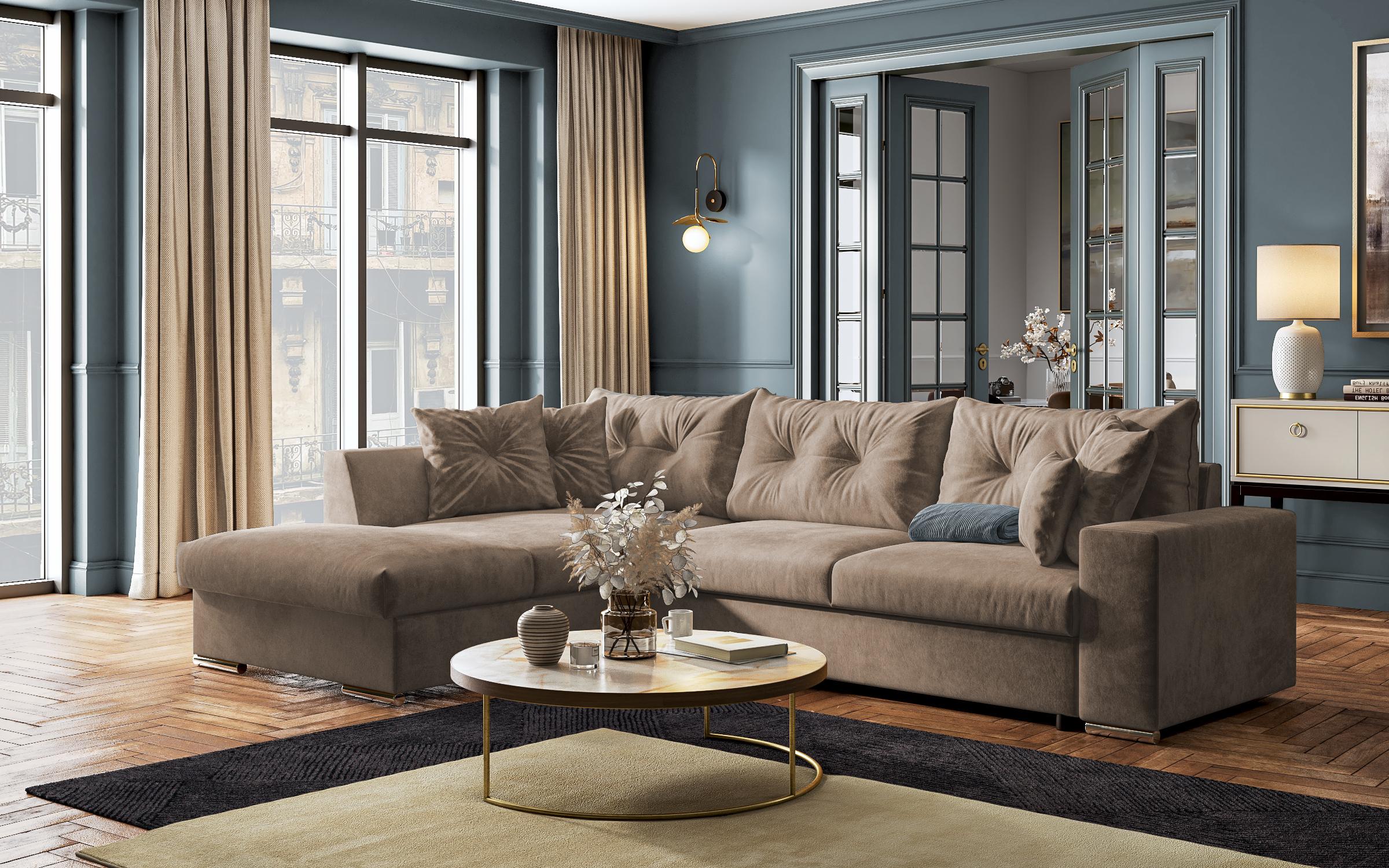 Extendable corner sofa Rome, brown  4