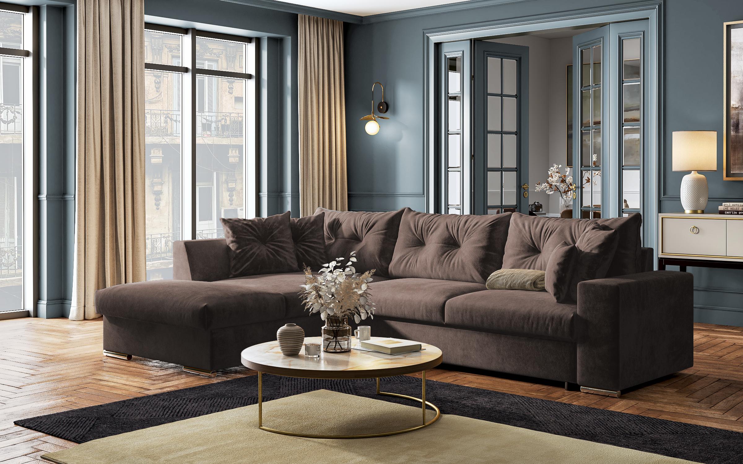 Extendable corner sofa Rome, dark brown  10