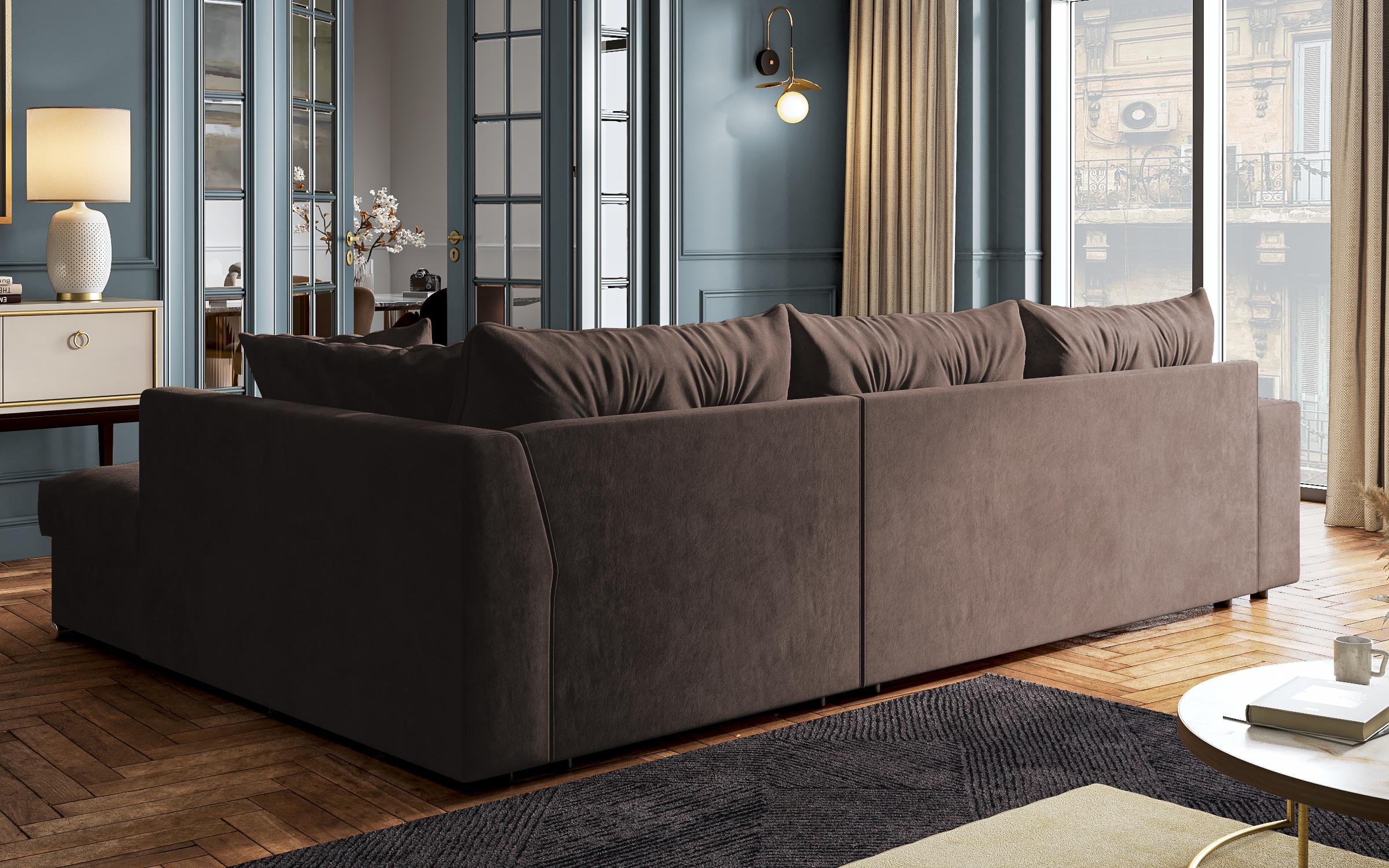 Extendable corner sofa Rome, dark brown  6