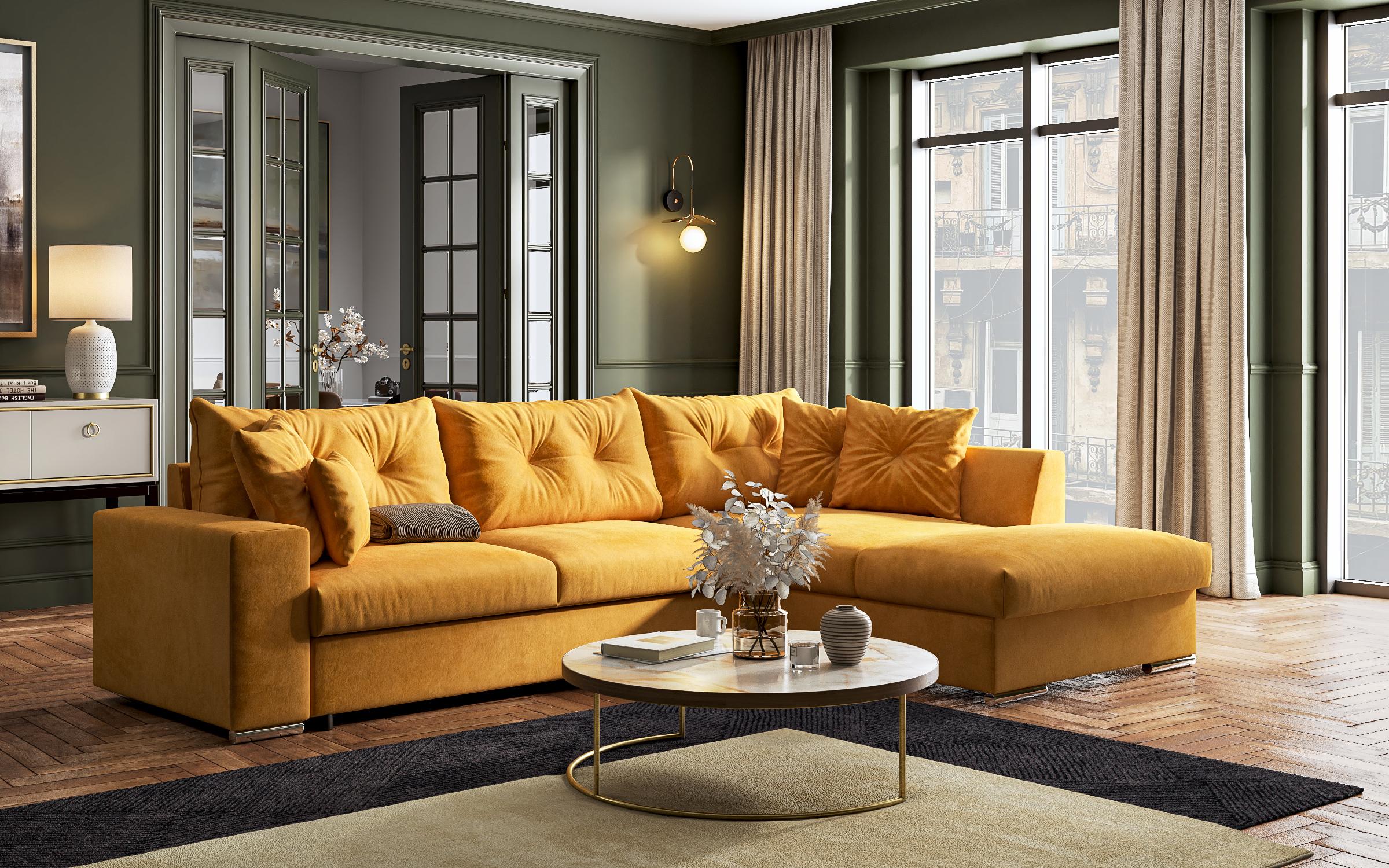 Extendable corner sofa Rome, yellow  10