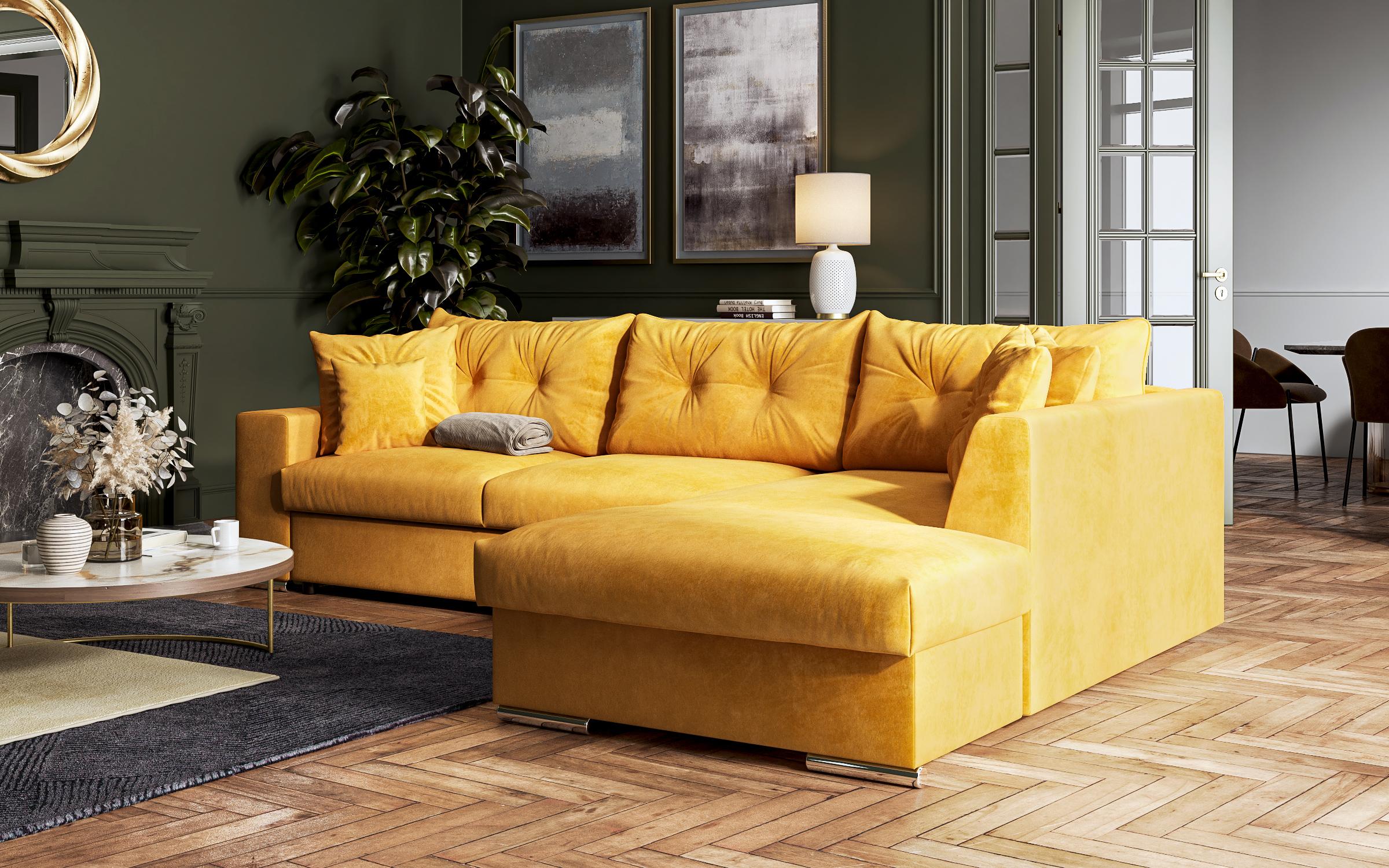 Extendable corner sofa Rome, yellow  3
