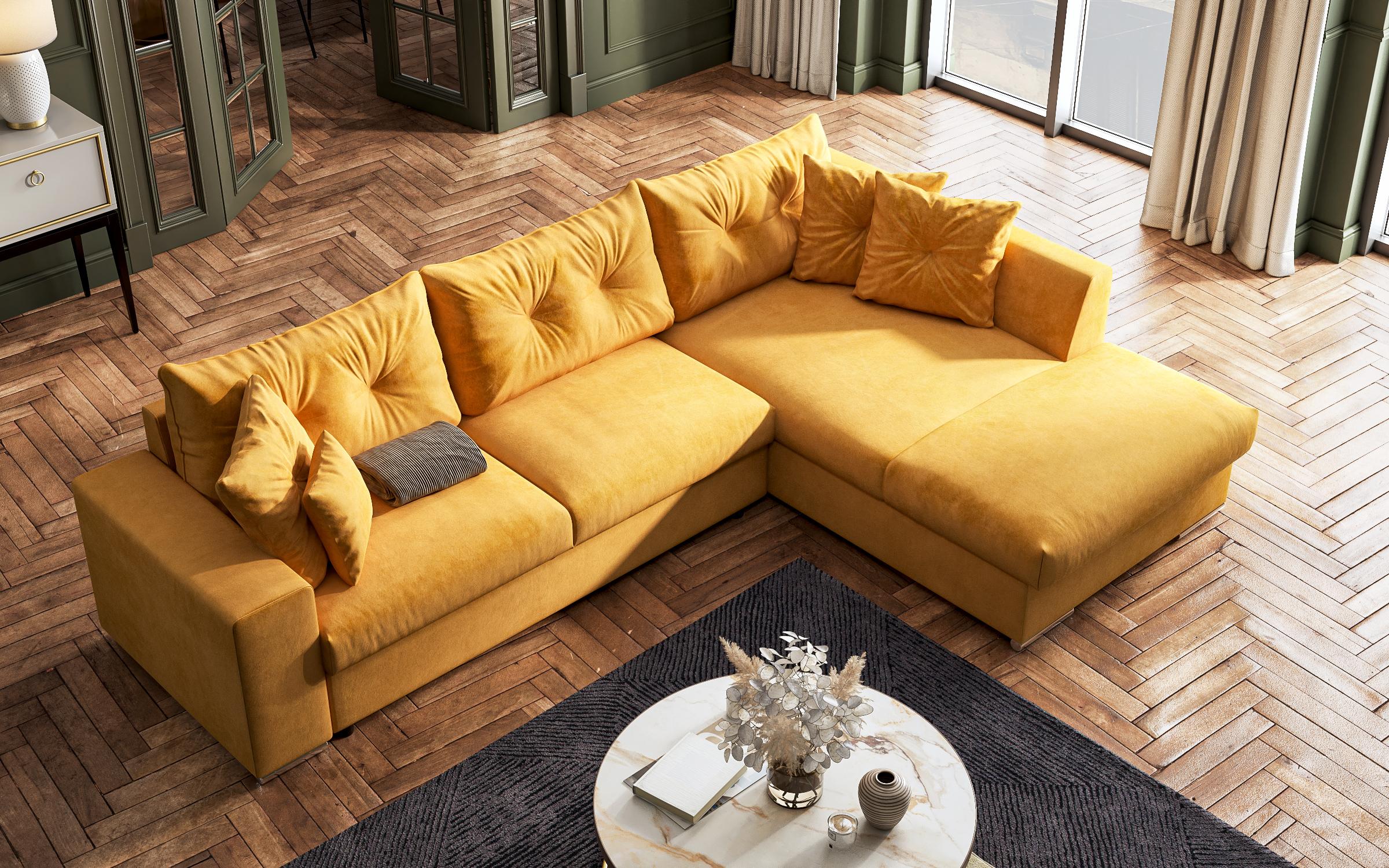Extendable corner sofa Rome, yellow  5